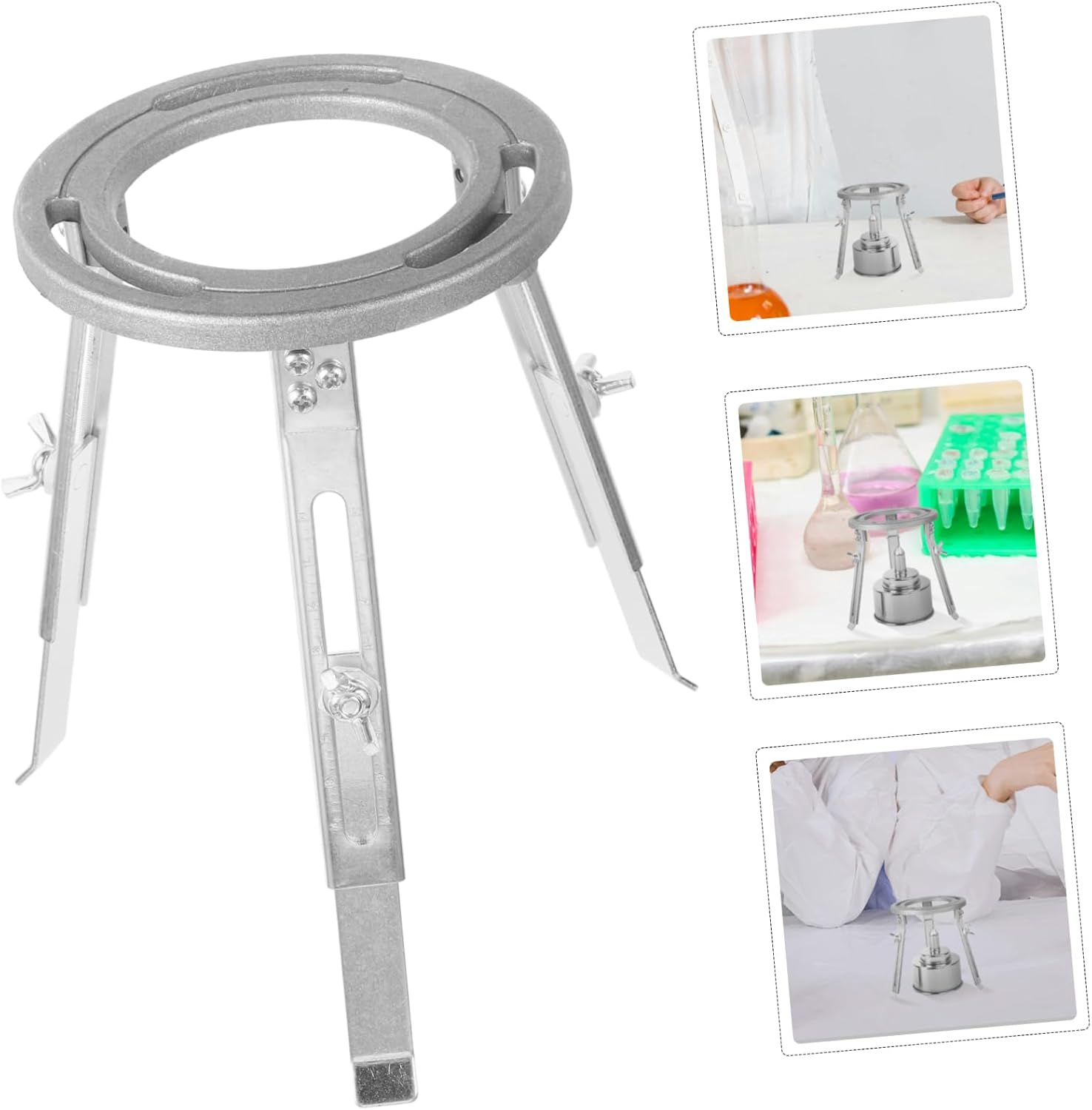 Mobestech Experimental Stand Laboratory Tripod Holder Adjustable Chemistry Heating Support Lifthelpful Stand for Lab Use Aluminum Alloy Material image number 2