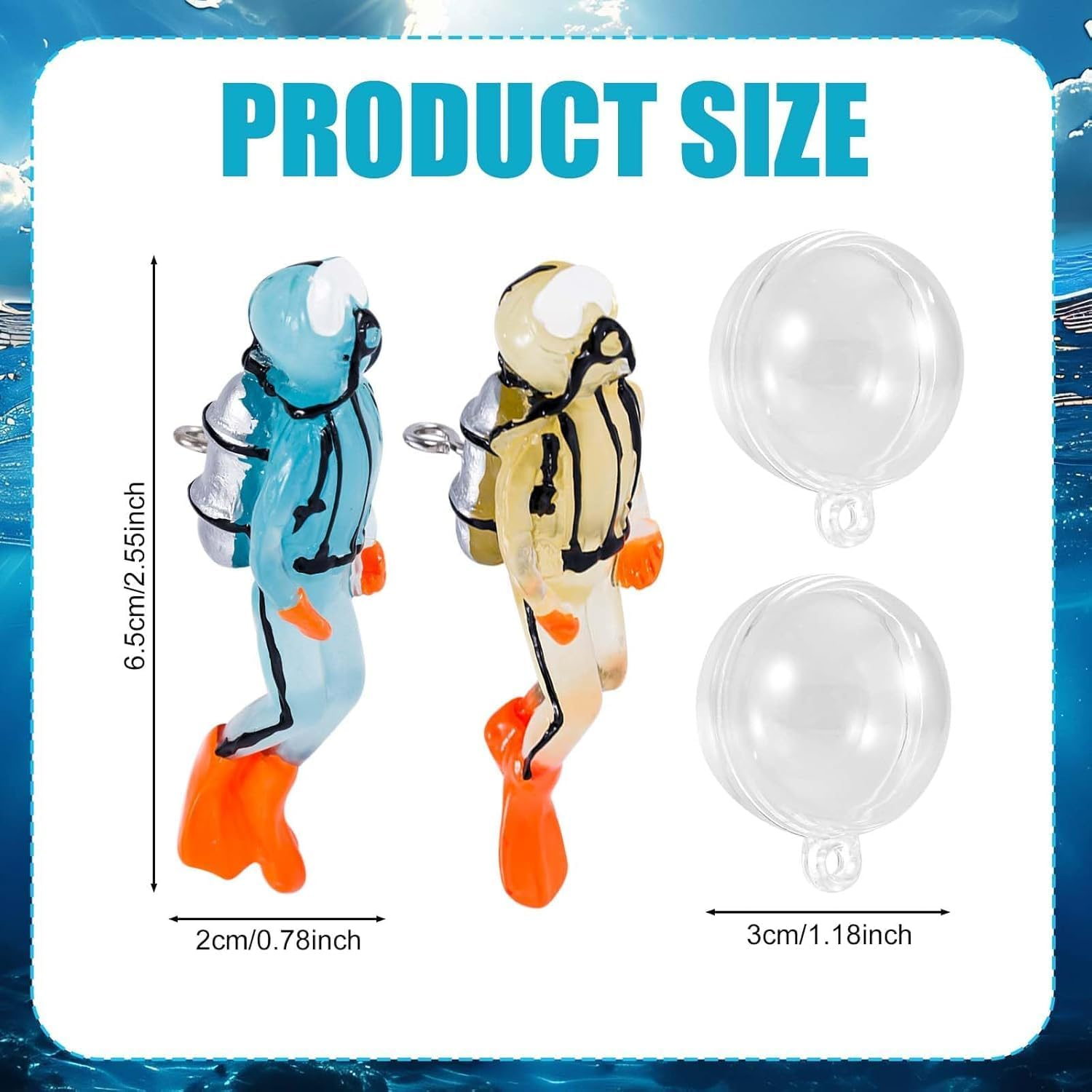 2Pcs Fish Tank Decorations,Fish Tank Floating Diver Decorations,Fish Tank Decorations Little Diver Aquarium Decoration,Lovely Mini Diver Resin Aquarium Decoration Fish Tank Floating Divers Ornaments image number 1