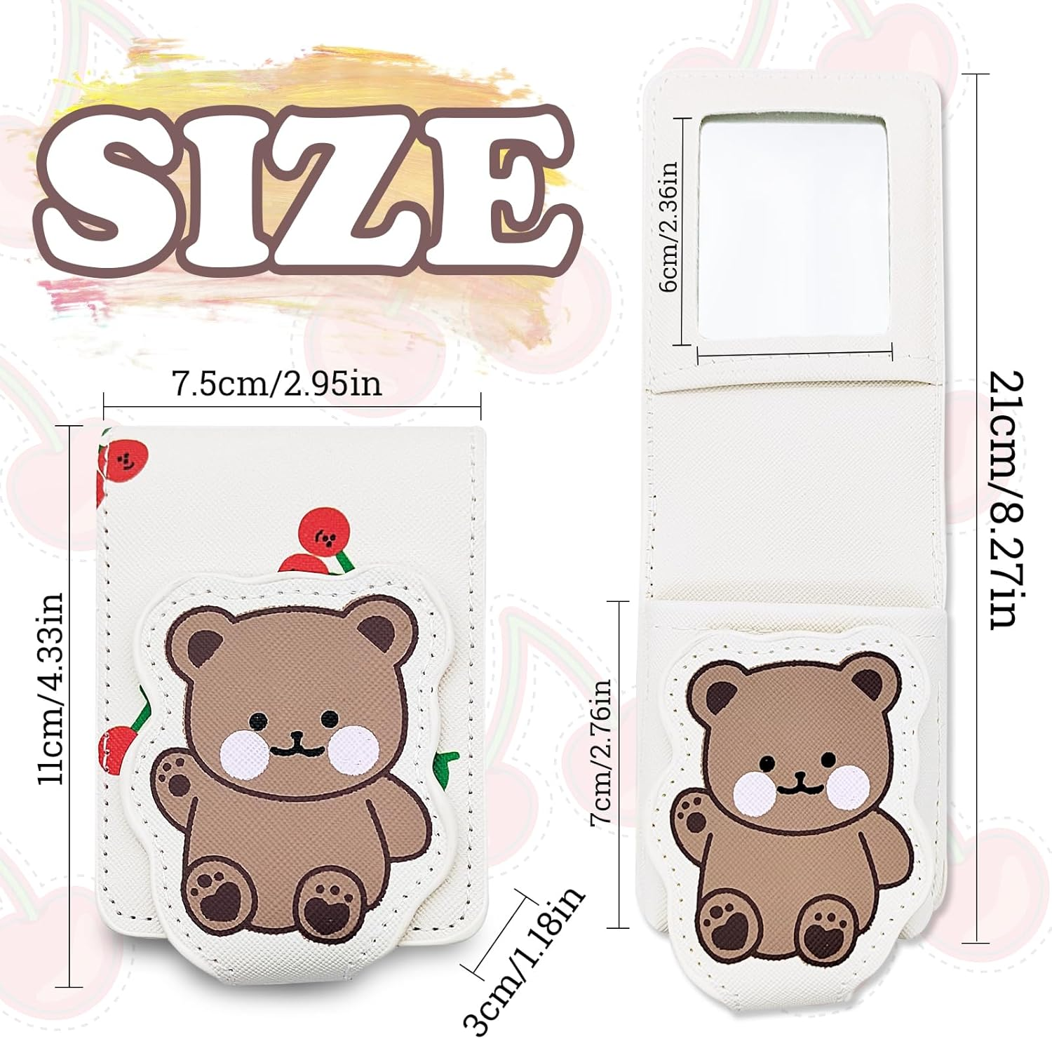 Lipstick Case with Mirror, Makeup Case with Mirror for about 3Pcs 4In Lipsticks Cute Bear Travel Lipstick Organizer image number 3
