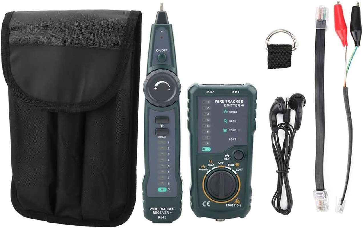 Network & Telephone Cable Tester Kit, Sensitive Green Multifunction Portable Rj45 Rj11 Cable Tester, for Telecommunication Engineer Network Maintenance Engineer image number 2