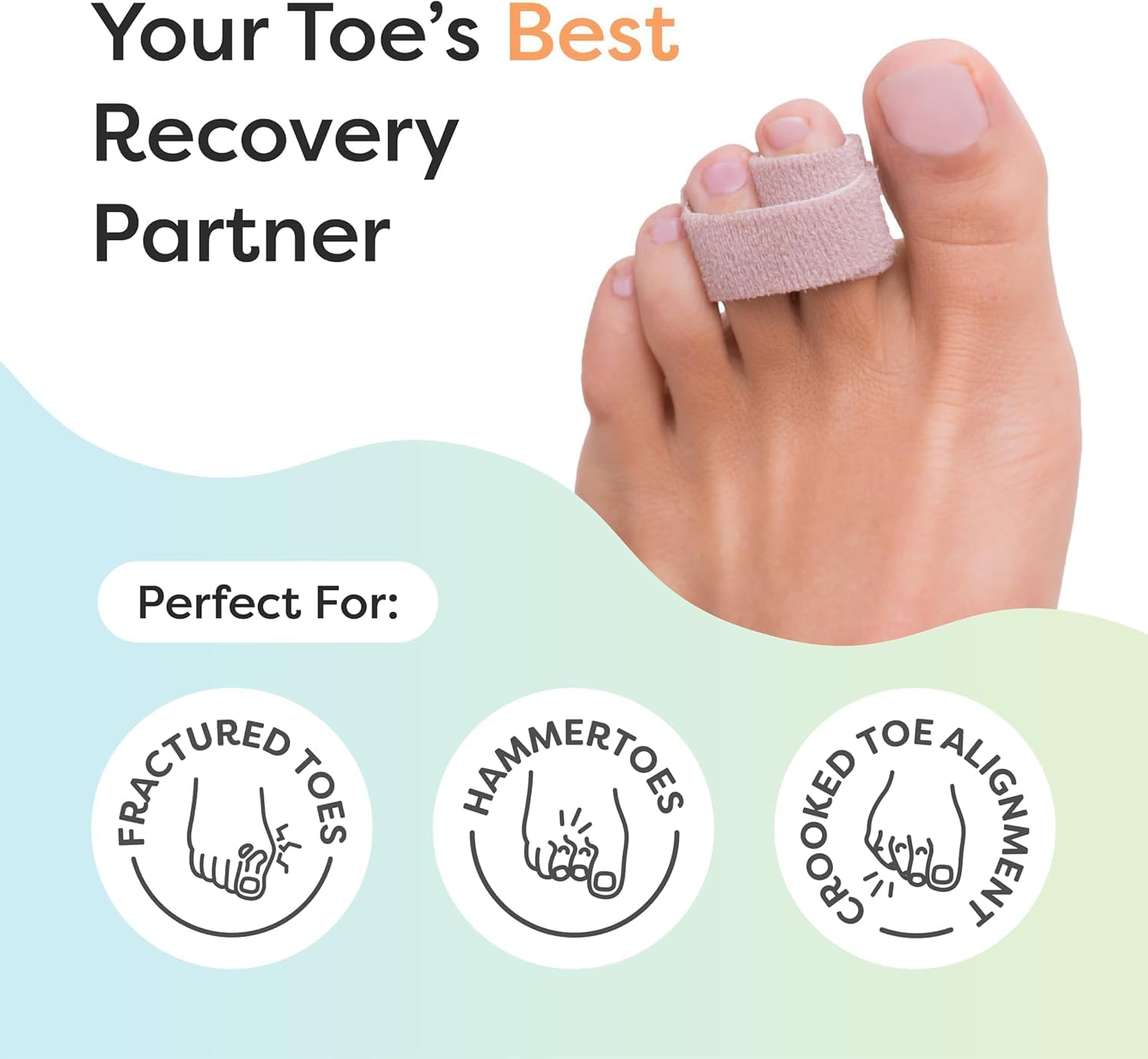 Hammer Toe Correctors &ndash; Reusable Fabric Wrap Splints for Men & Women, 4-Pack (OSFM, Beige) &ndash; Foot Injury Support & Pain Relief image number 3