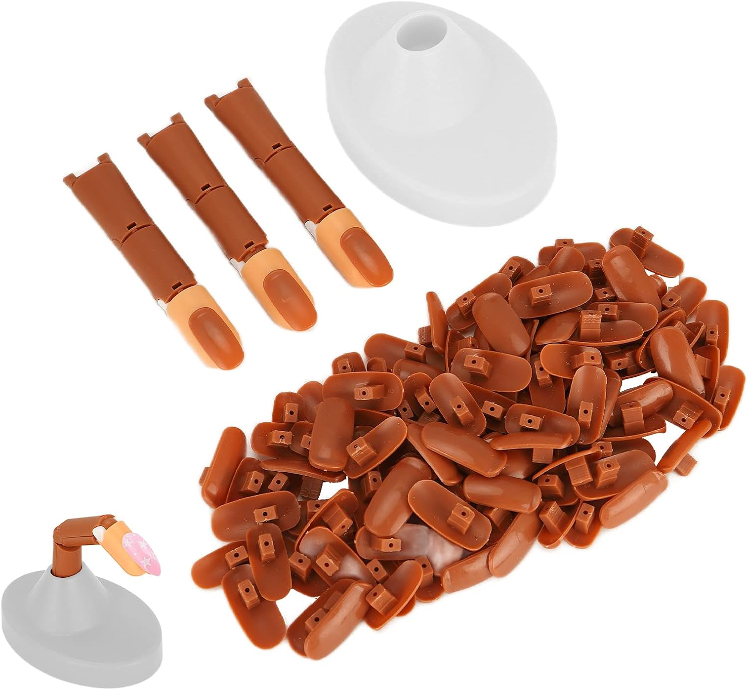 Finger Mannequin, Nail Art Practice Finger False Nail Tips Durability Softness for Nail Artists for Nail Salon(White) image number 2