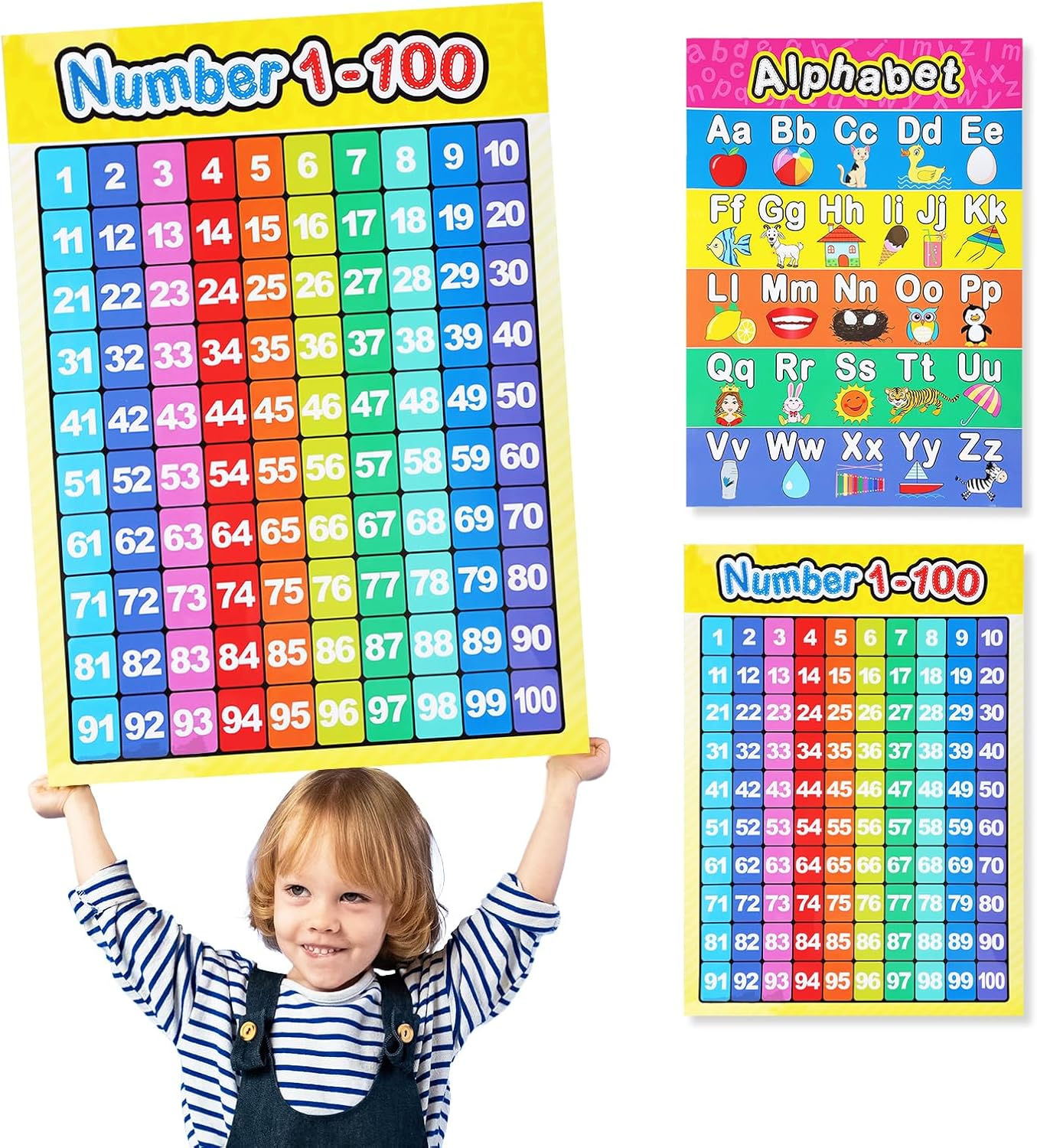 BLMHTWO 2 Pieces Educational Wall Charts Poster Number and Alphabet Posters for Kids Laminated Learning Chart for Toddlers Kindergarten Preschool Family Education,A3/17 X 12 Inch image number 4