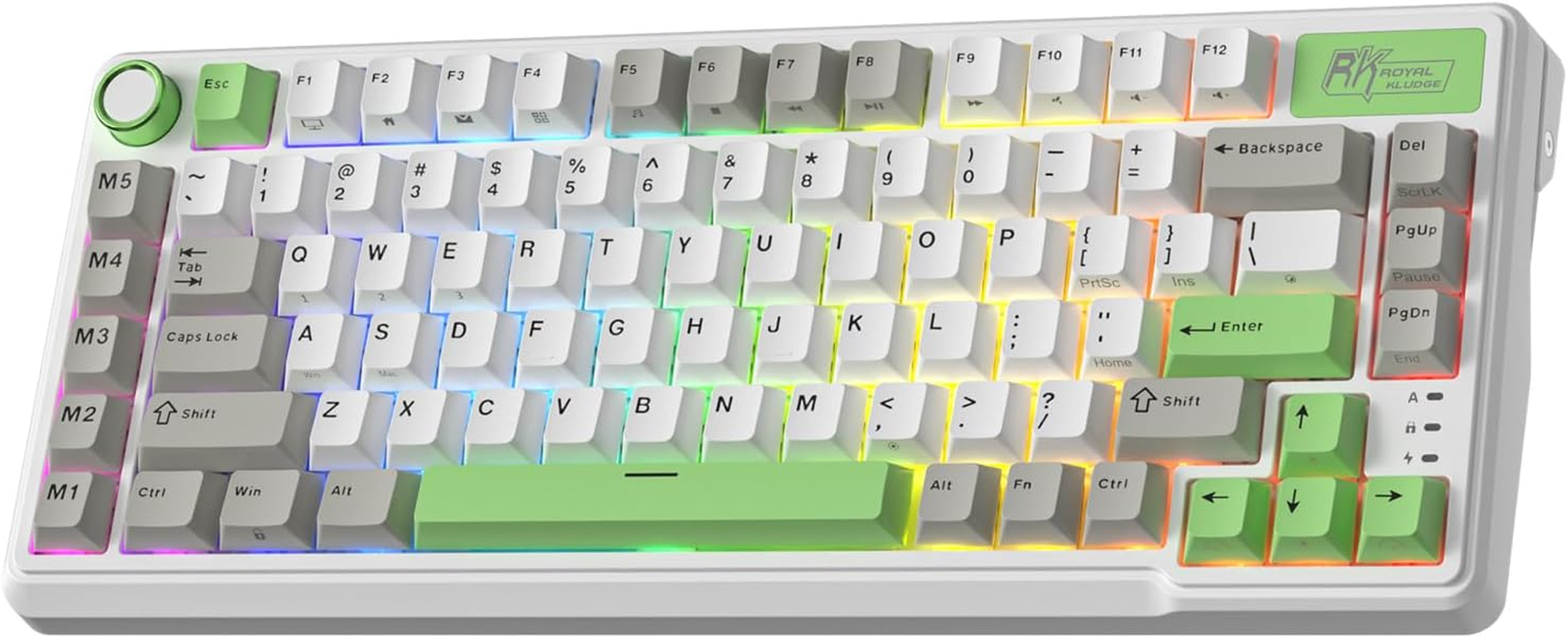 RK ROYAL KLUDGE L75 Gasket Mount Mechanical Keyboard W/Knob/Macro Keys & Touchable Nameplate, Tri-Mode BT/2.4G/USB-C 75% TKL Wireless Keyboard, Hot Swappable, Pro Software, Massive 8000Mah Battery image number 2