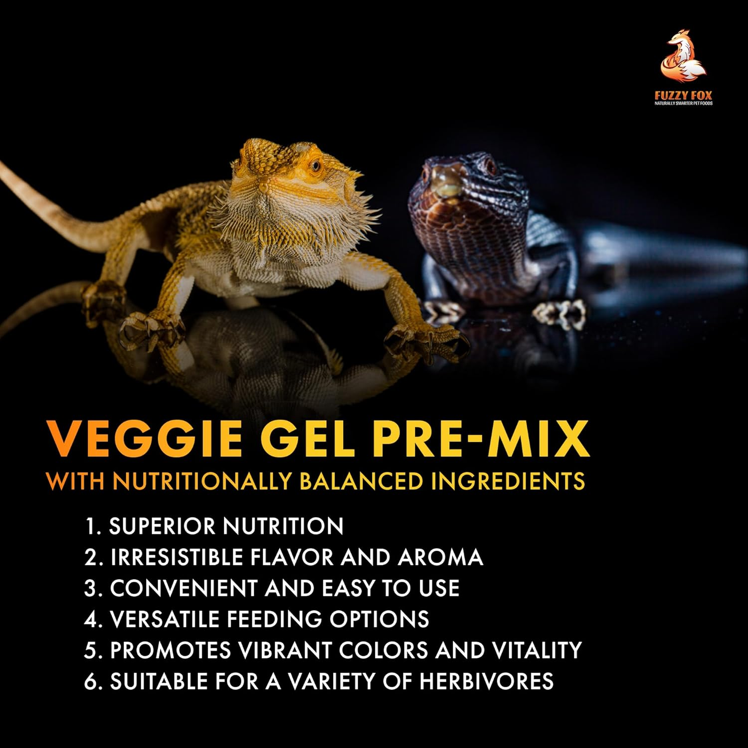 Fuzzy Fox Veggie Mix, Vegetable Gel Premix Reptile Food with All-Natural Ingredients, Reptile Food with Balanced Vitamins and Minerals, 65G image number 1