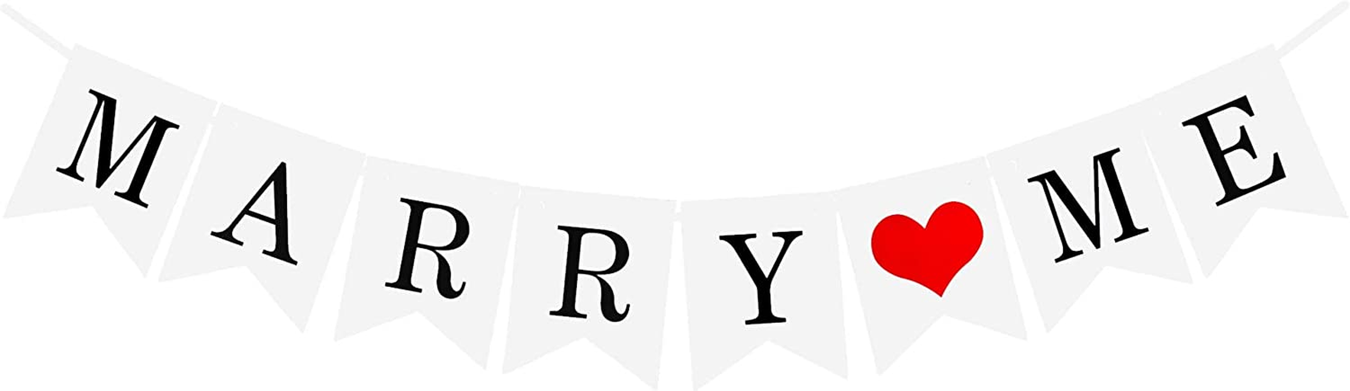 Marry Me Banner, White Cardboard with Black Letters, Swallowtail Design Hanging Signs for Valentine'S Day, Engagement, Marriage Proposal Bridal Shower, Wedding image number 2