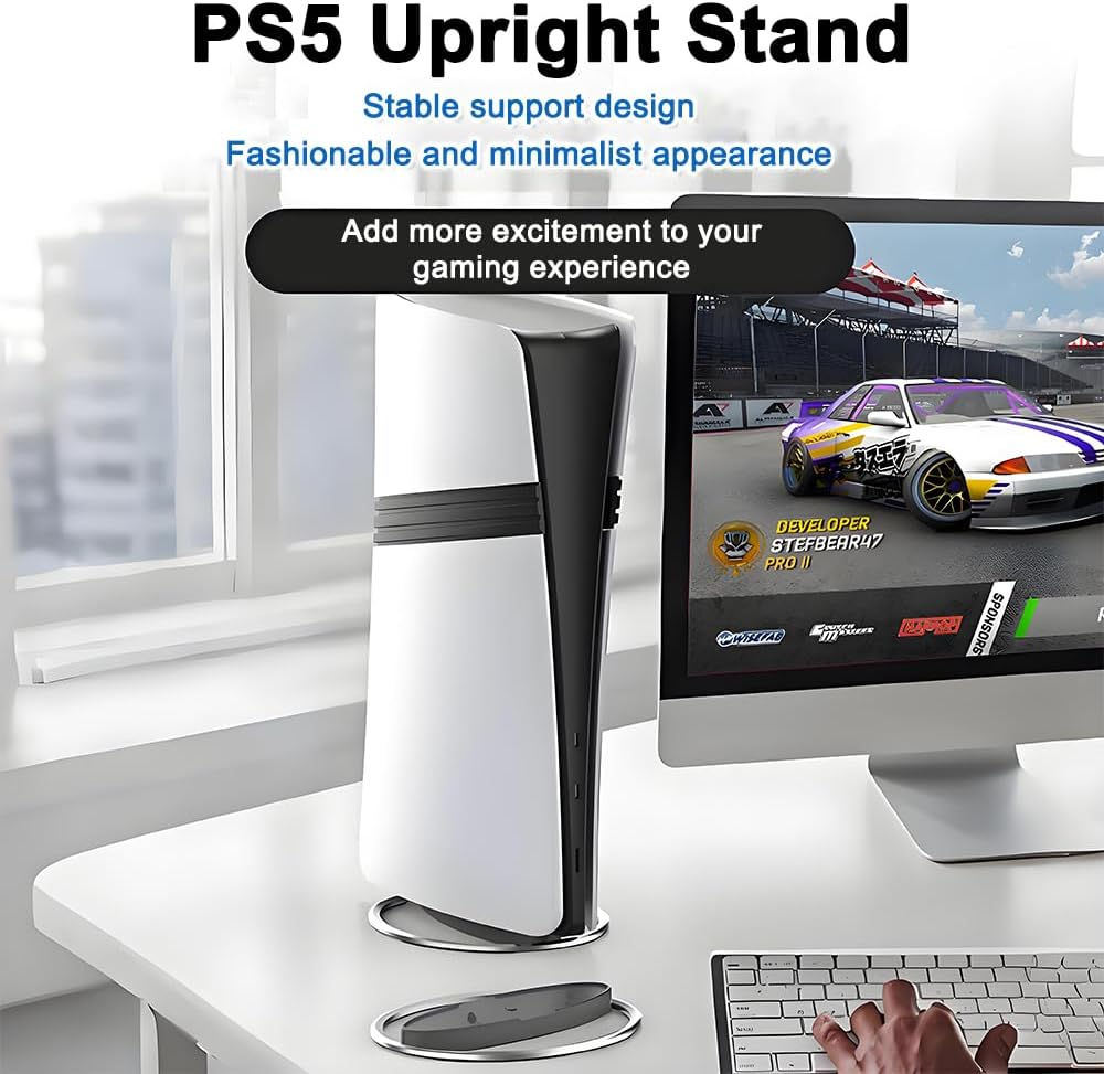 Vertical Stand for Playstation5/Ps5 Slim/Ps5 Pro Consoles, Ultra Thin Vertical Bracket Console anti Slip Base Installation Accessories,Vertical Bracket with Screw Support image number 1