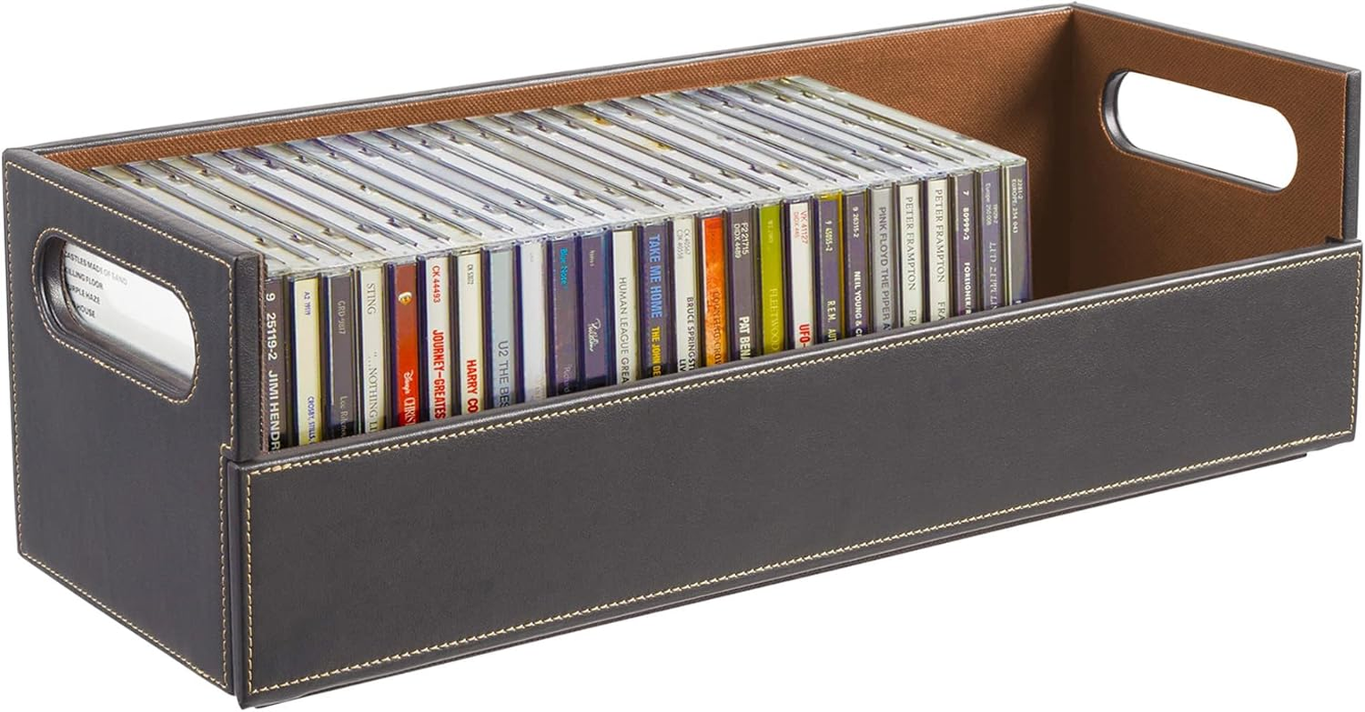 Stock Your Home Stacking CD Tray and Media Storage Box for CD Shelf Storage and Organization Holds 40 Cds - Chocolate