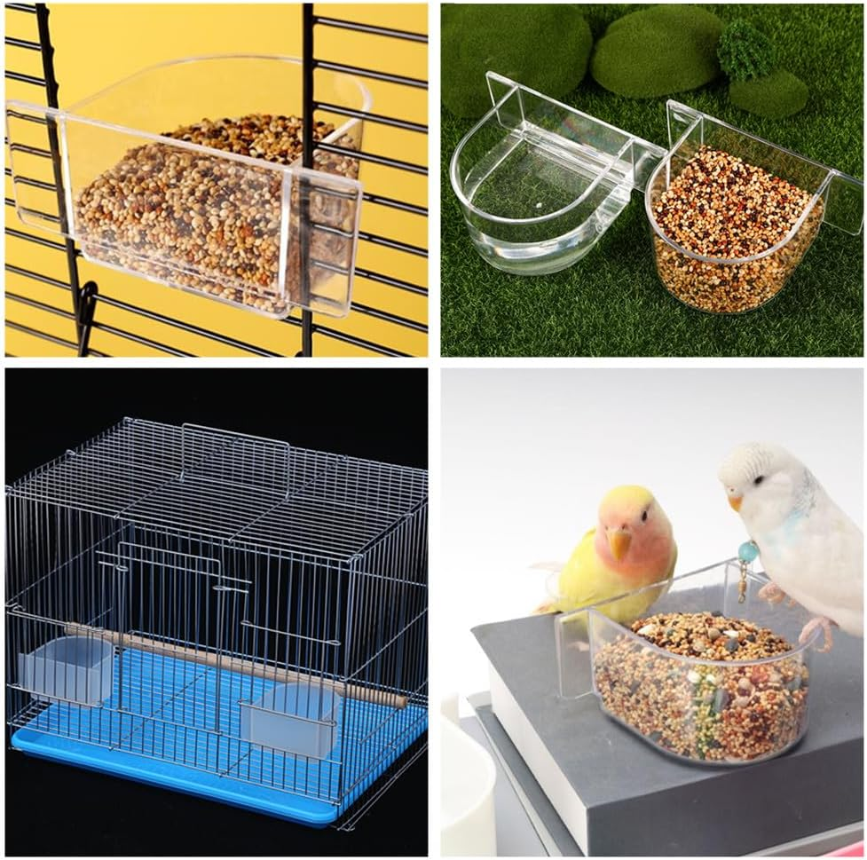 Bird Feeding Dish, 6 Pcs Parrot Cage Replacement Food and Water Cup,Parrot Feeding Bowls,Bird Feeder Pigeon Feeding Cups,Bird Feeders Winged Universal Cage Plastic Cups Pet Supplies for Small Bird image number 1