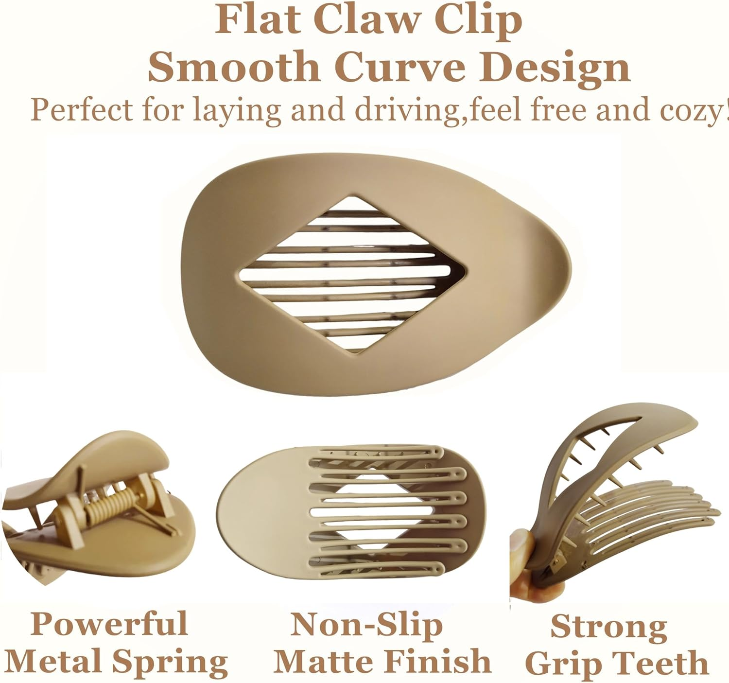 Pack of 4 Flat Hair Clips Women'S Flat Hair Claws Women'S Hair Clips Large Hair Clip for Thin Thick Hair image number 2