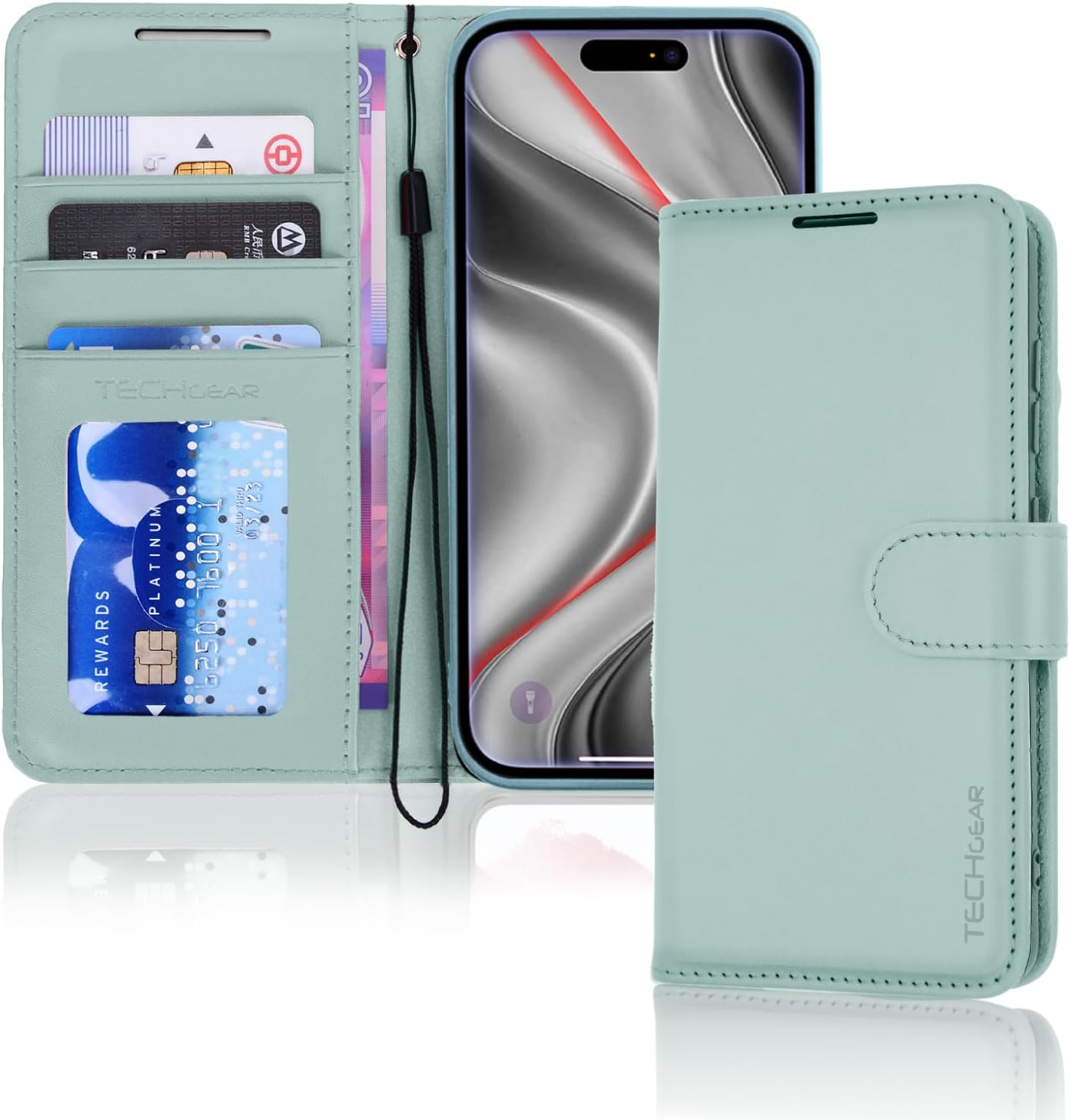 TECHGEAR Iphone 17 Pro Max Leather Wallet Case with RFID Blocking, Flip Cover with Card Holder, Kickstand, Wrist Strap, Magnetic Closure - Rose Gold PU Leather for Iphone 17 Pro Max 6.9"