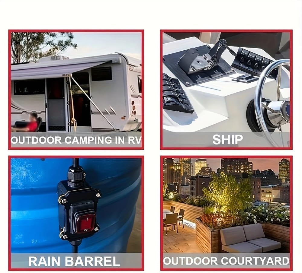 1 Pcs 4 Pin Marine Waterproof DPST Rocker Switch-Box Toggle Switch 30A Heavy Duty 12V-24V LED Illuminated, for Boat, Car, Yacht Control (Red) image number 2