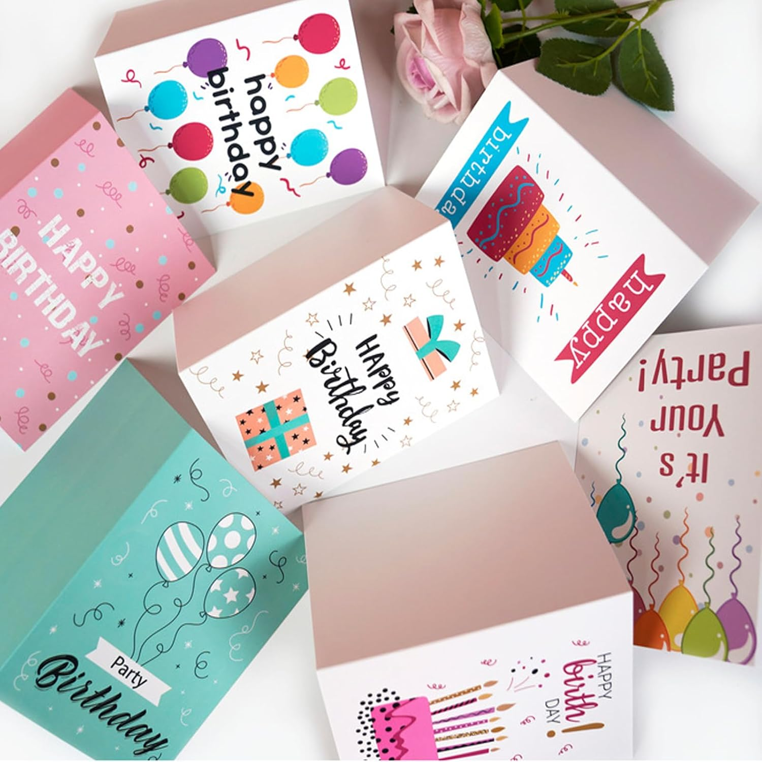 50 PCS Unique Happy Birthday Cards -With Envelopes and Stickers- Included Sturdy Storage Box,Congratulation Card Best Birthday for Husband Wife Mother Father Children Boys Girls image number 1