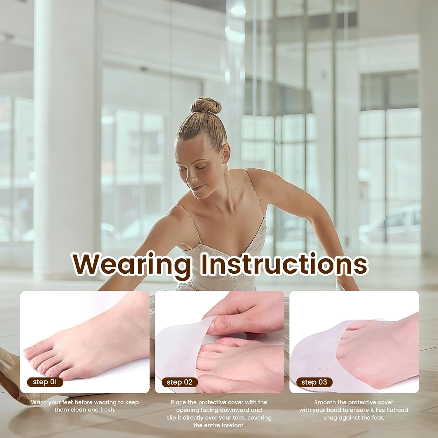 4 Pairs Silicone Gel Toe Protectors Ballet Lace Protectors - Soft Gel Pads for Pointe Shoes, Breathable, Reusable, for Dance, Ballet and Weddings - Protective and Comfortable