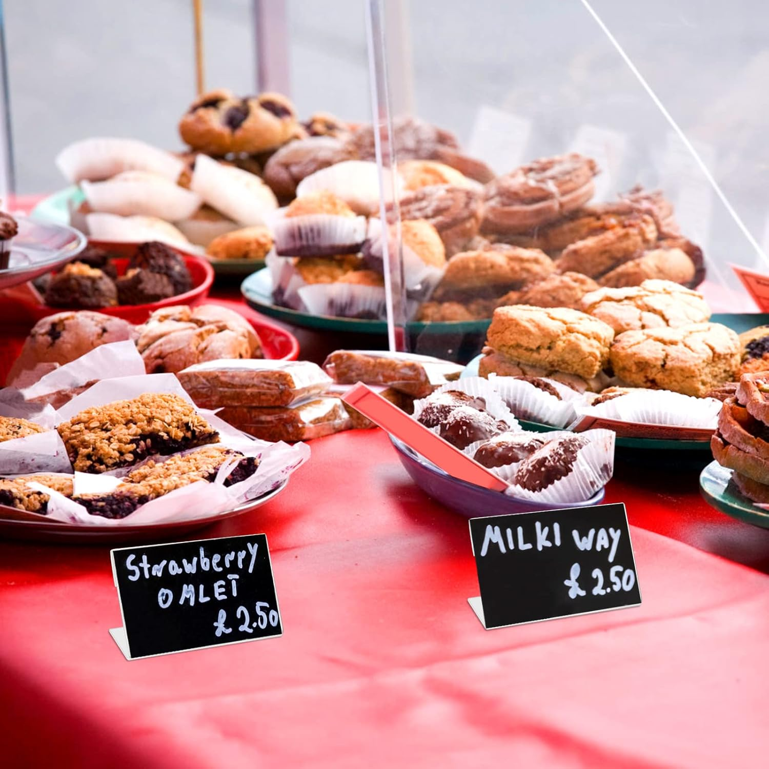 Pack of 20 Plastic Label Holders, Price Tag Holder, Table Name Plate, Small Name Cards, Business Card Display for Office, Shop, Retail Shops (5 X 8 Cm) image number 5