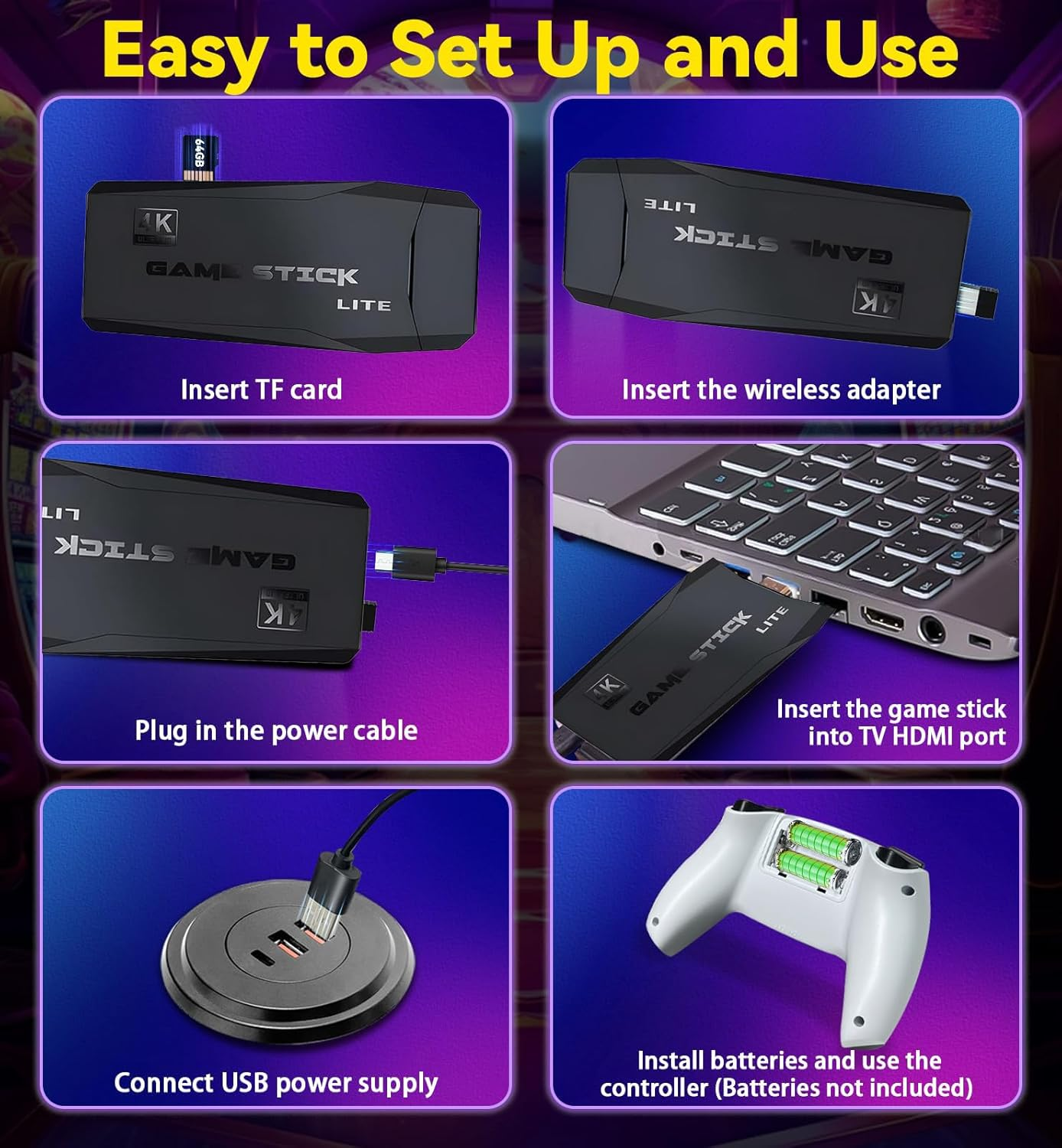 Retro Gaming Console with 20000+ Games & 23 Emulators, 4K HDMI Game Stick, Wireless Retro Game Console Retro Drive, Dual 2.4Ghz Wireless Controllers Plug and Play Video Game Console for TV image number 1