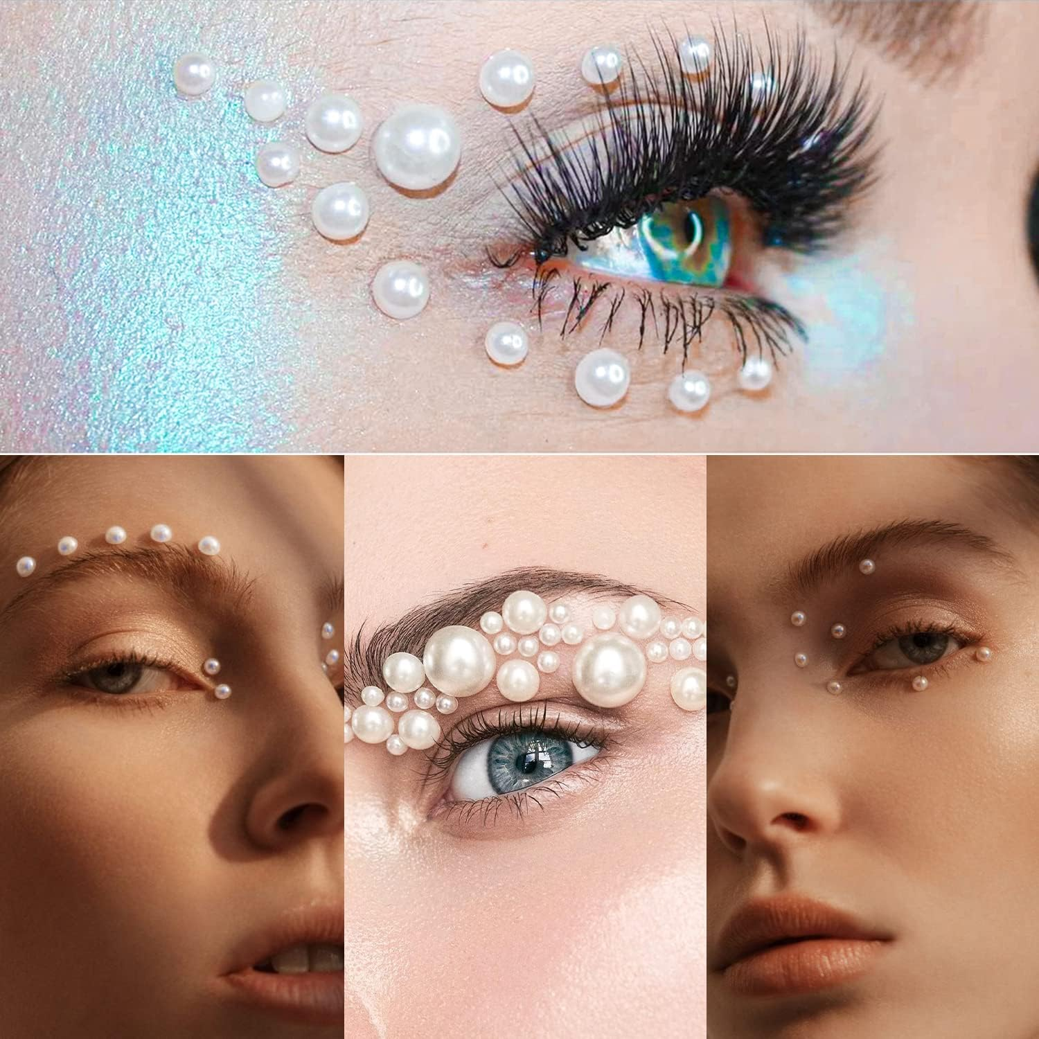 Nail Art Flat Back Half round Pearl Kits 3, Mixed Sizes 6000 Pcs White Small Pearls for Nails with Picking Tools for Graduation Cap Decorations Home DIY Body Face Craft Salon Use - 08-2400Pcs Beige image number 7