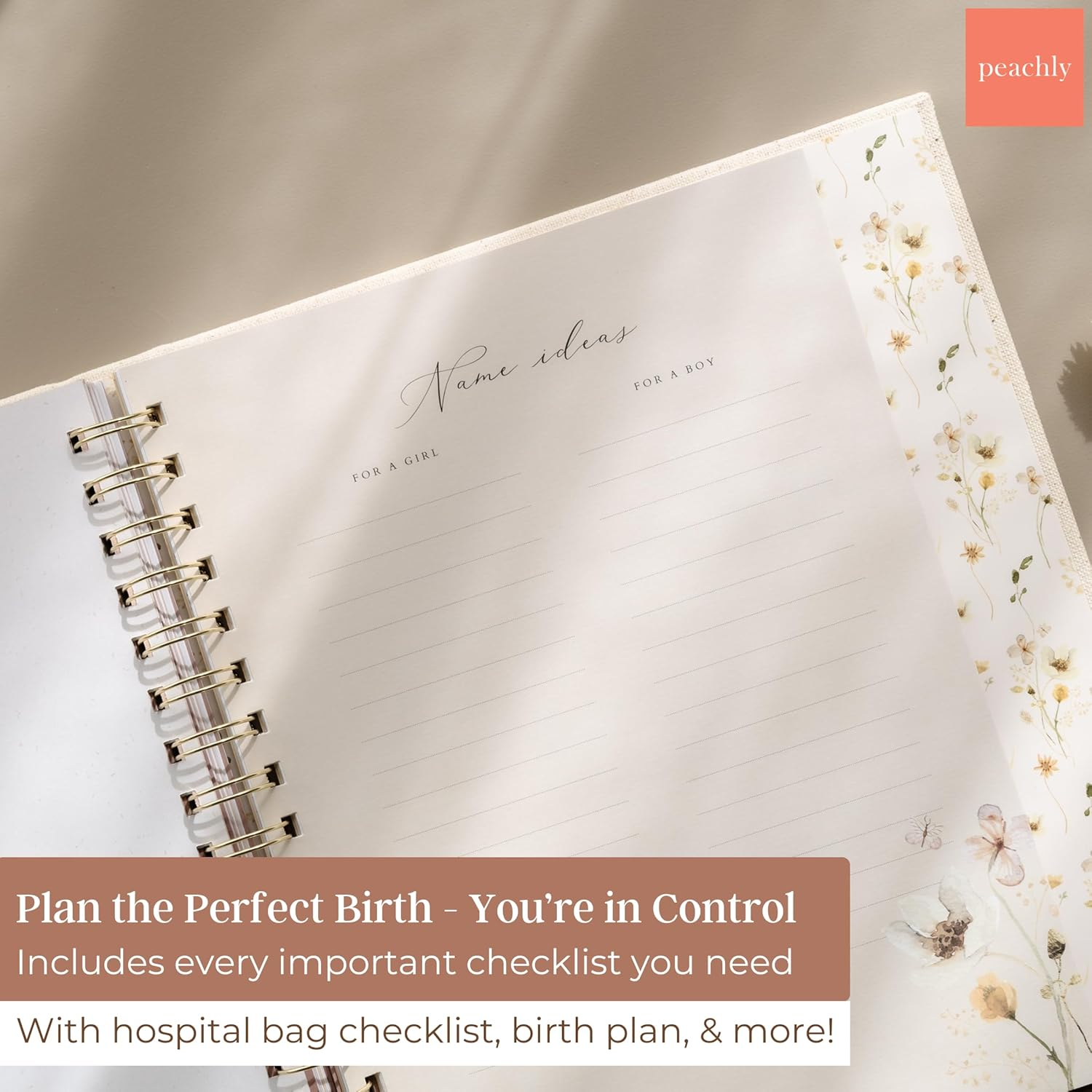 Peachly Pregnancy Journal - Linen Pregnancy Book to Capture Every Milestone - Pregnancy Must Haves - Baby Book Keepsake Pregnancy Journals for First Time Mothers and Experienced Mothers - Beige image number 6