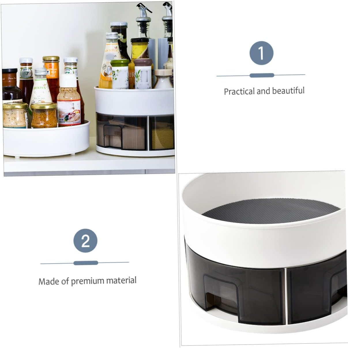 CIYODO Double Layer Spice Rack Rotating Storage Organizer for Kitchen Countertop for Seasoning Organizer Rack and Pantry Organisation image number 2