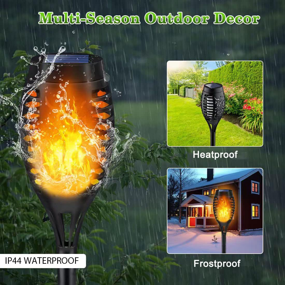 4Pack Solar Lights Outdoor, Solar Mini Torch Light for Garden Decor, Solar Garden Lights, Waterproof Solar Powered Outdoor Lights, Flame Torches for outside Patio Pathway Yard Decorations image number 4