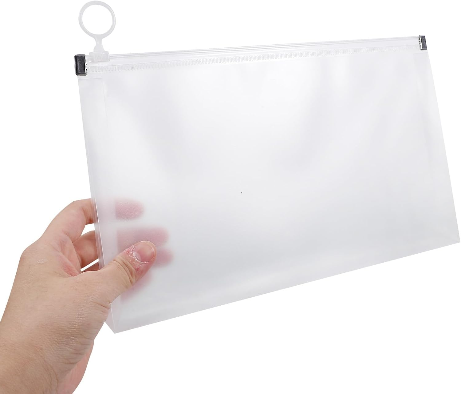 Gatuida Zipper Receipt Bag B5 Size Document Organizer Pouch with Large Capacity Frosted White Edges 4Pcs Portable File Storage for Cash and Documents image number 4