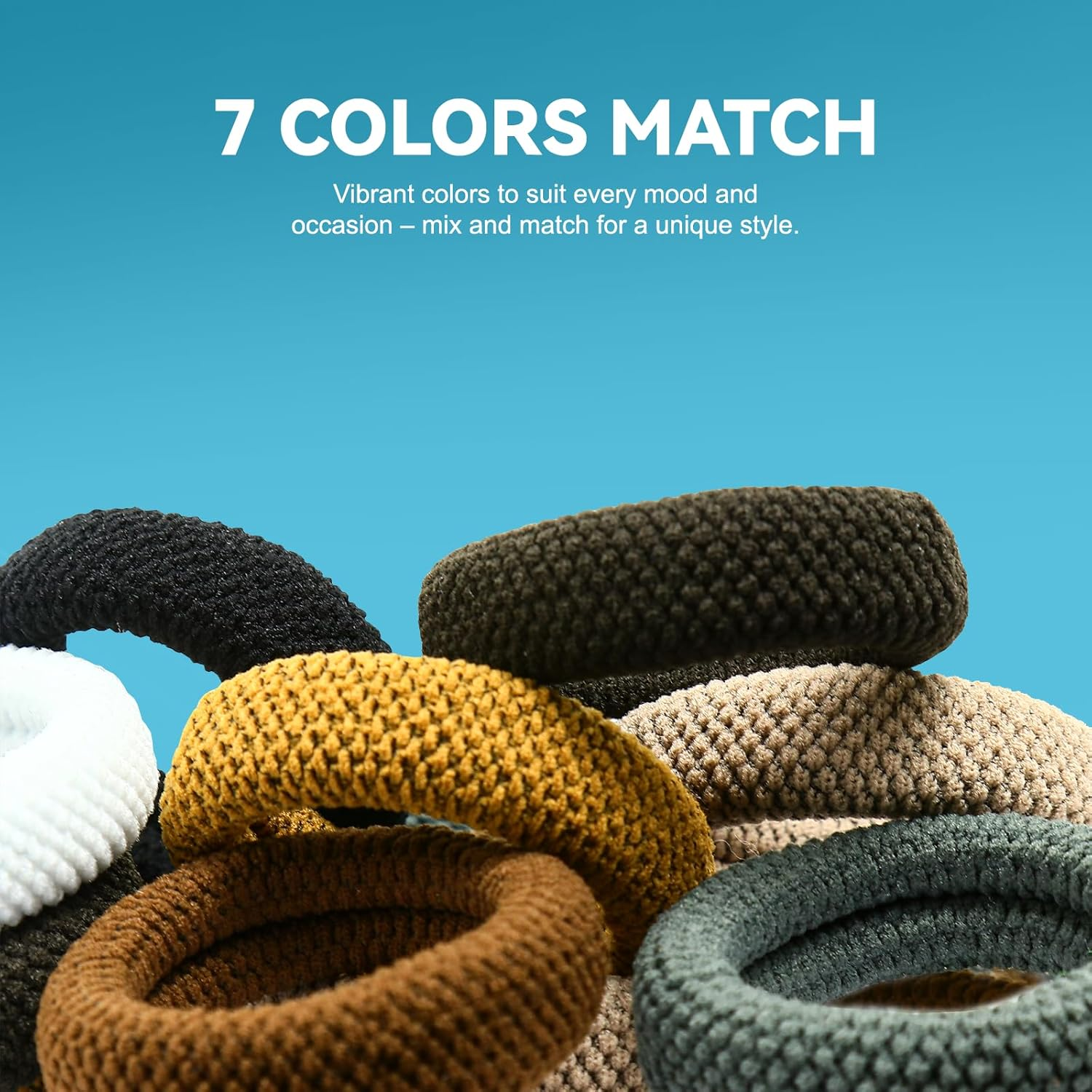 HOYOLS Large Seamless Hair Ties for Thick Hair, Soft Ponytail Holders Bands No Damage Elastics for Women Girls Scrunchies (Autumn Hues Color) image number 3