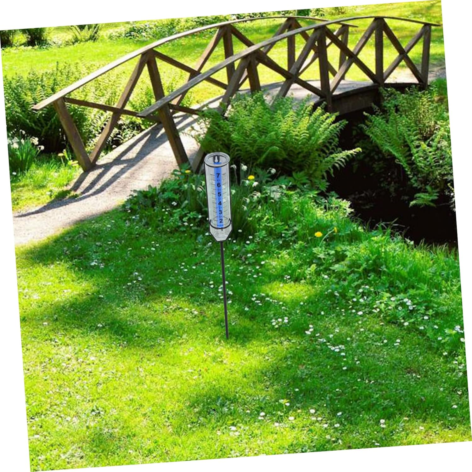 Gadpiparty Rainfall Utensil Cup Outdoor Rain Gauge Large Garden Water Measure Tool Blue Strips Accurate Rain Measure Gauge