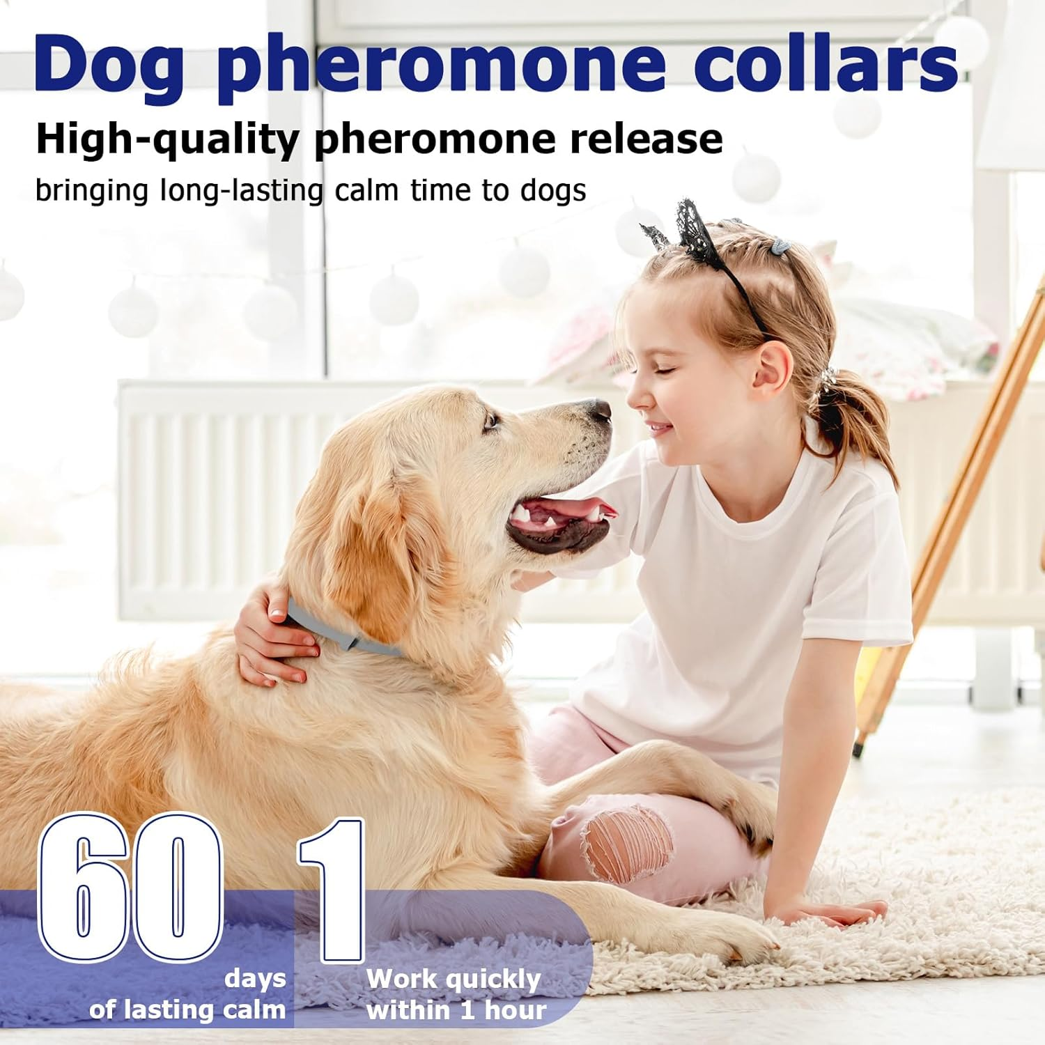 4 Packs Dog Separation Anxiety Collar，Pheromone Collar for Dogs, Relief Anxiety Stress Separation, Lasts 60 Days, Size Flexible Adjustable for Small Medium Large Breed（Grey） image number 5