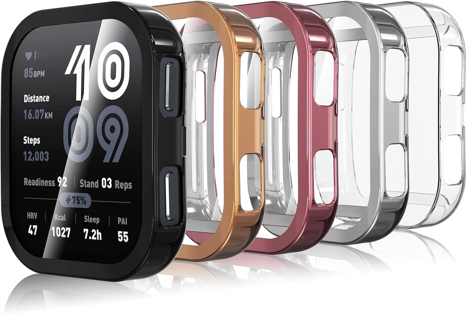 Hianjoo [5 Packs] Case Compatible with Amazfit Bip 6【Not for Bip 5】, Cover Protective Scratch-Resistant Soft TPU Lightweight Bumper Shell - Clear/Black/Silver/Rose Pink/Rose Gold image number 1