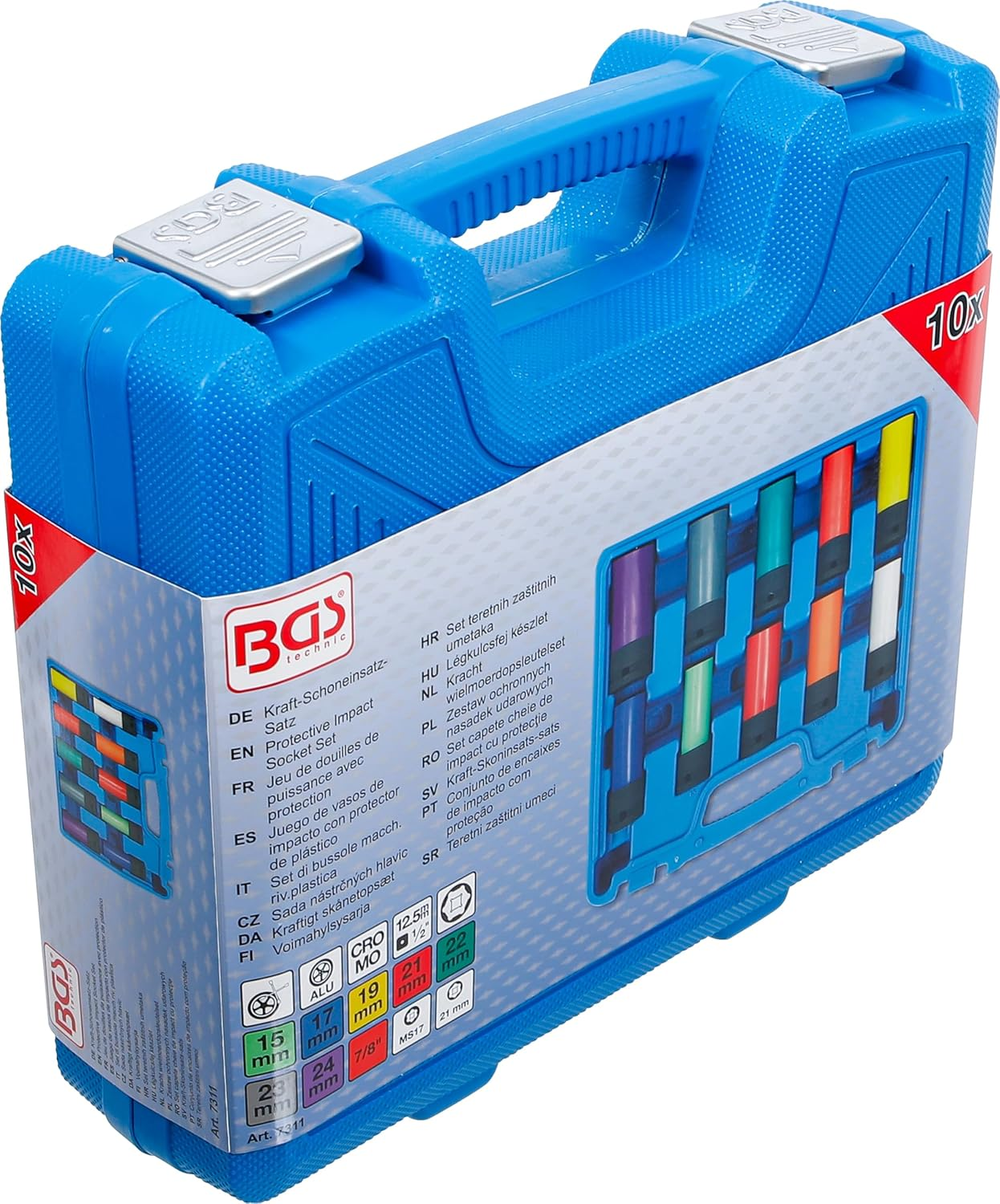 BGS 7311 | Power Saver Insert Set | Drive Internal Square 12.5 Mm (1/2 Inch) | SW 15-24 Mm and Special Wheel Bolts | 10 Pieces