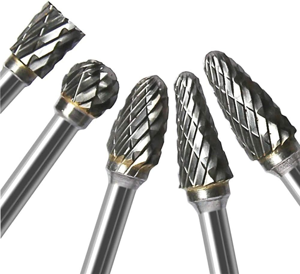 Double Cut Carbide Rotary Burr Set - 10 Pcs 1/8" Shank, 1/4" Head Length Tungsten Steel for Woodworking,Drilling, Metal Carving, Engraving, Polishing image number 4