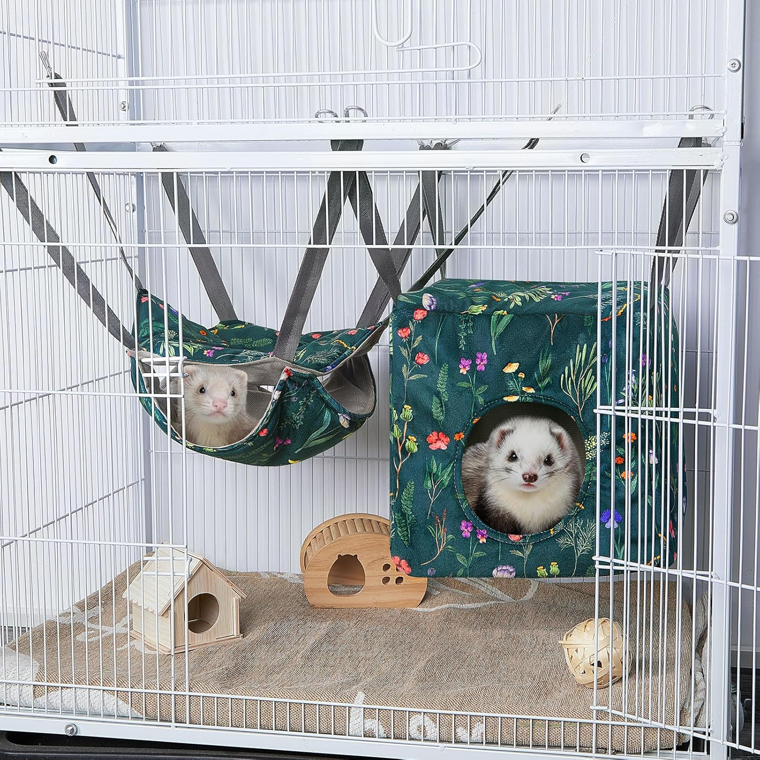 Hedgeink Hamster Hammock House 4Pack Rat Cage Accessories Washable Guinea Pig Bed Hideout Soft Ferret Hanging Nest Swing Small Animals Bedding Hut for Chinchilla Sugar Glider Squirrel