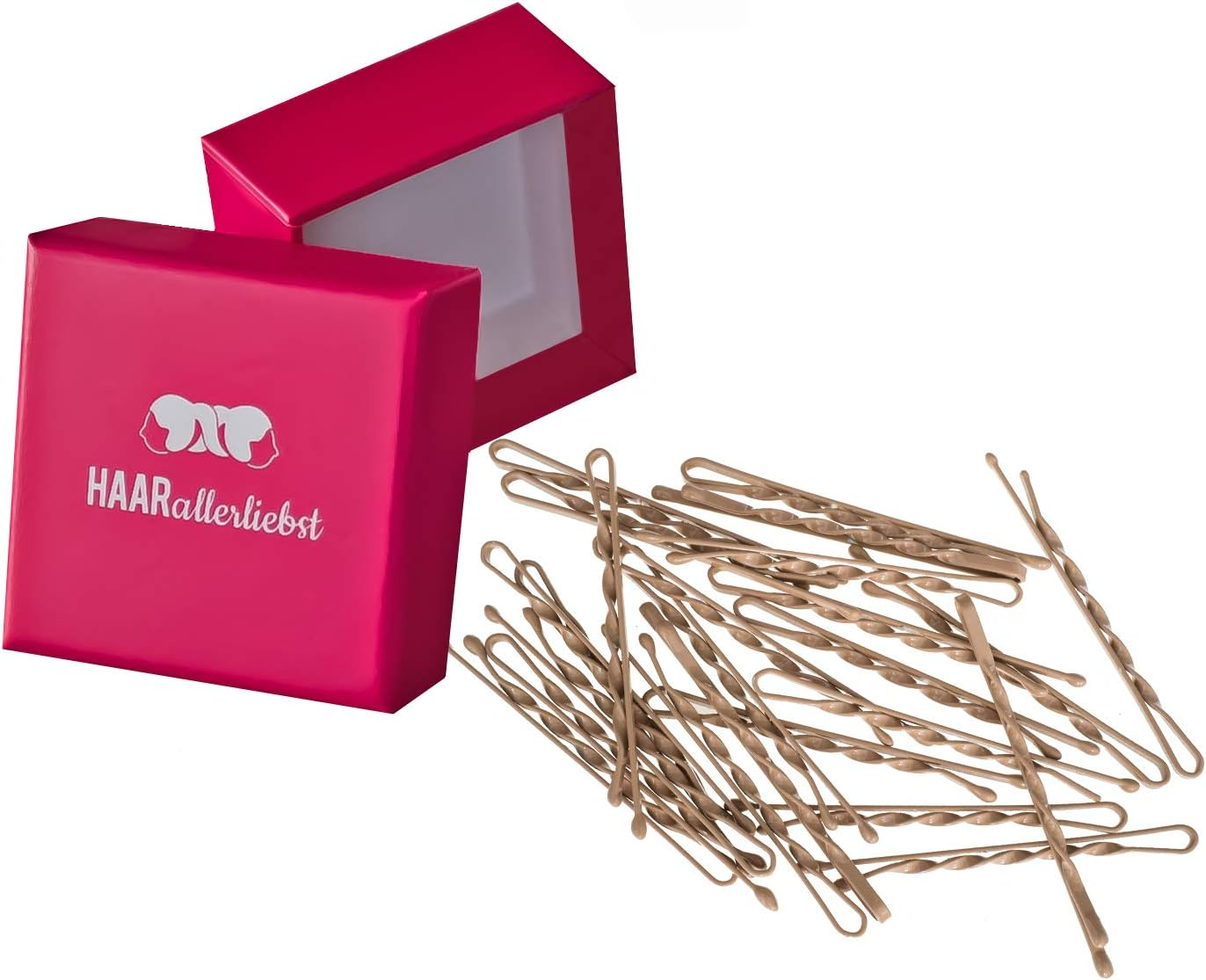Haarallerliebst Twisted Hair Clips (Pack of 24) Gold Shimmer 5 Cm Ultra Hold Including Box for Storage