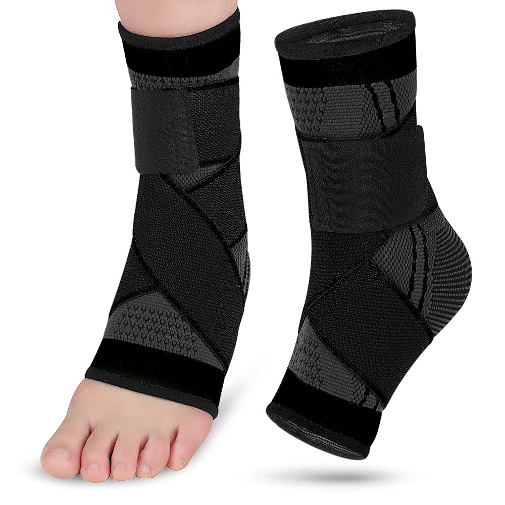 Ankle Support, Adjustable Compression Ankle Sleeves, Sports Ankle Braces Foot Heel Socks for Men&Women, One Size [1 Pair] (Black) image number 6
