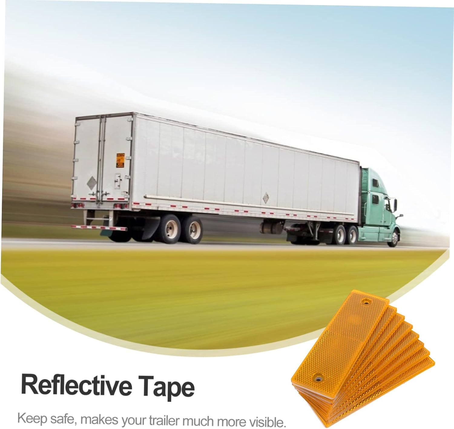GANAZONO 8Pcs Truck Rear Reflective Sign Warning Tape Set Adhesive Backing Orange Hole Reflectors for Vehicle Safety Nighttime Visibility Car Supplies image number 6