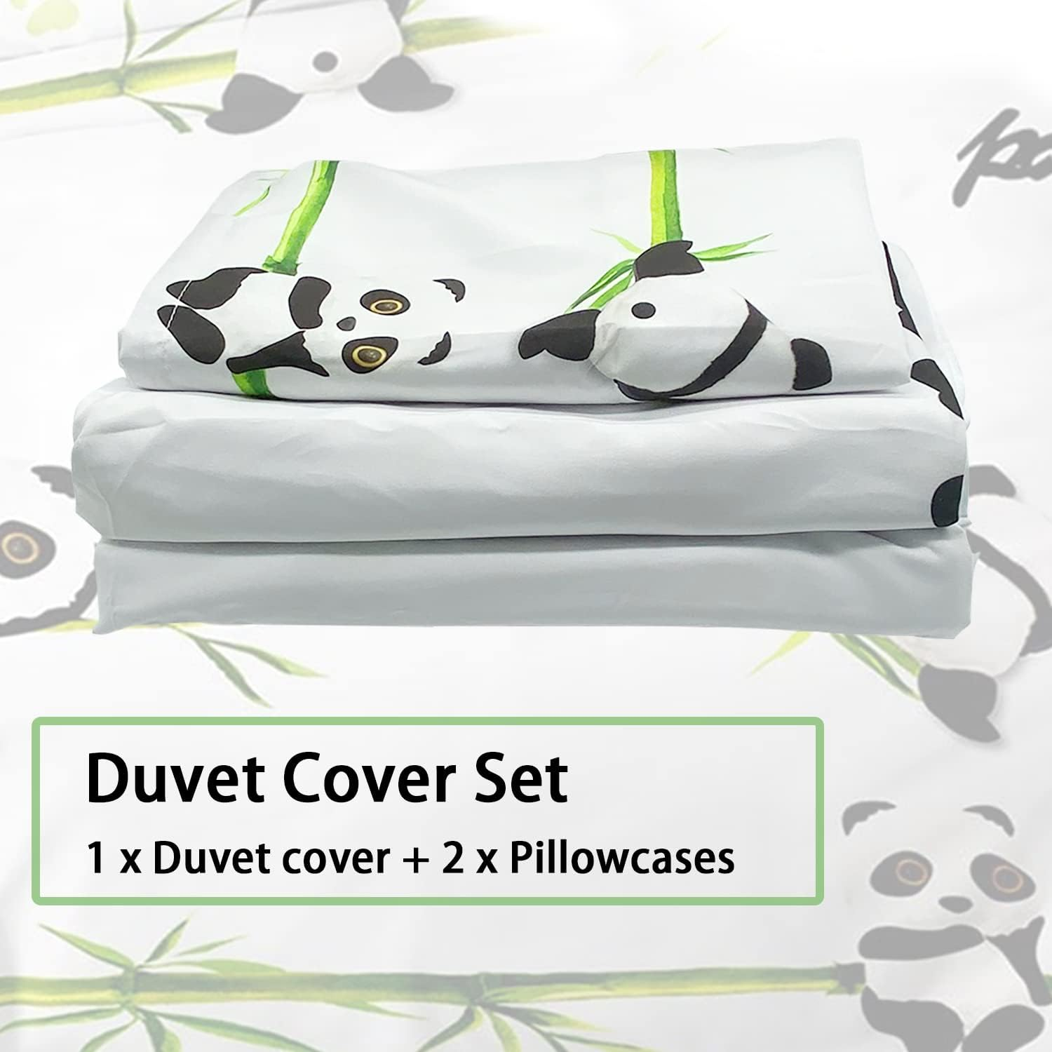 3D Duvet Cover Set for Single Double King Bed, Morbuy Cartoon Animal Printed Bedding Sets Boy Girl Bedroom Microfiber Duvet Set Quilt Case with Pillowcases (Bamboo Panda,180X220Cm) image number 5