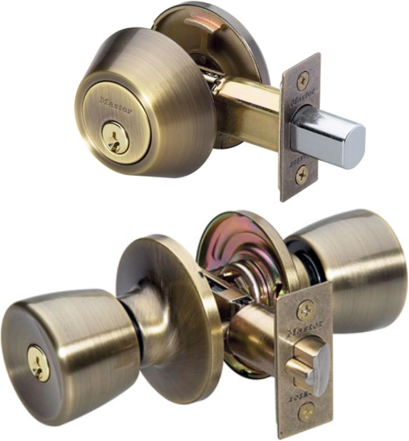 Master Lock TUCO0705 Keyed Alike Tulip Door Lock with Deadbolt, Polished Brass image number 5
