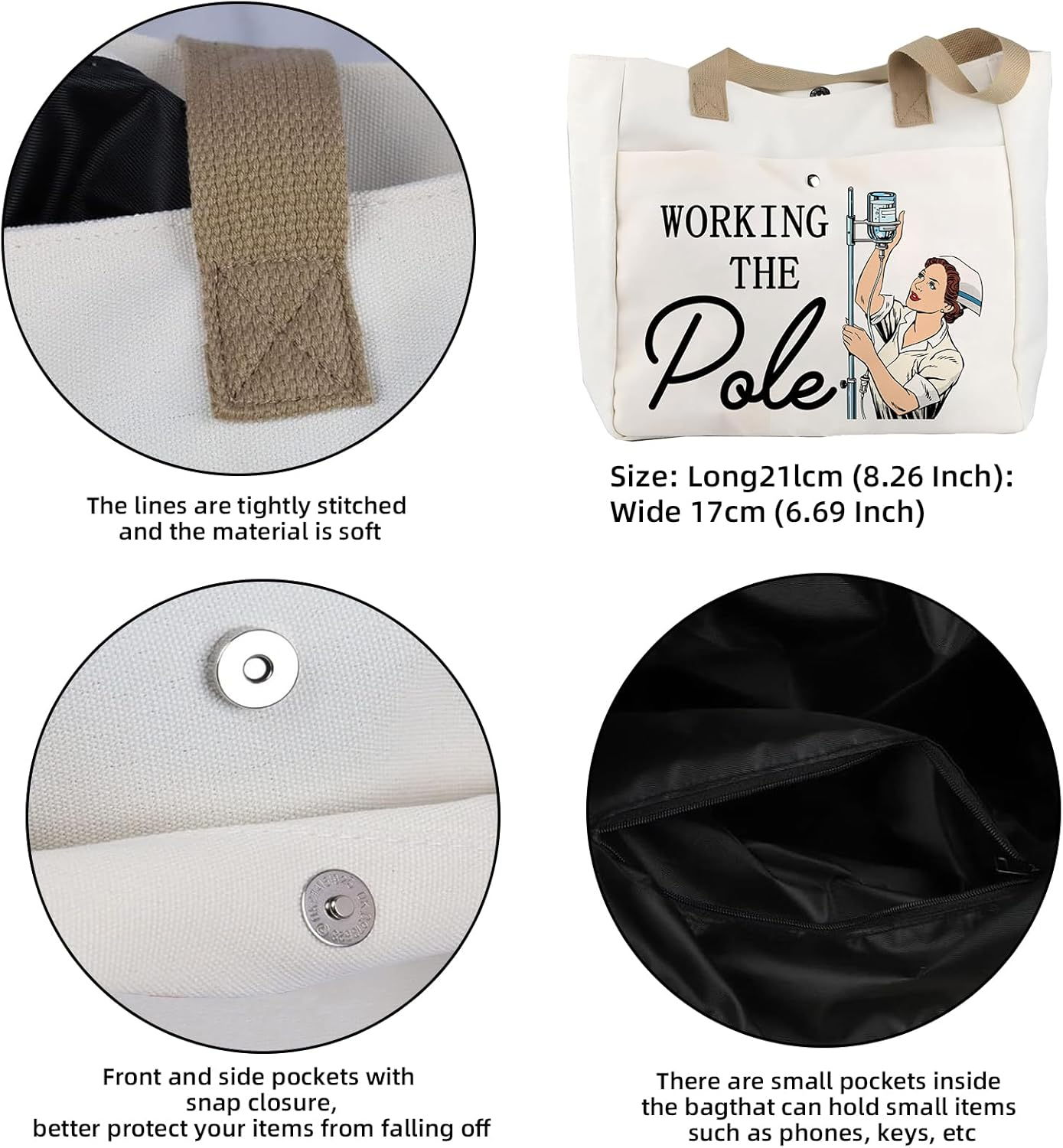 Pack of 2 Nurses Small Cosmetic Bag for Handbag, Nurse Gift Emergency Nurse Zip Bag, Makeup Bag Doctor Nurse Graduation Gift, Beige, Minimalist Style image number 2