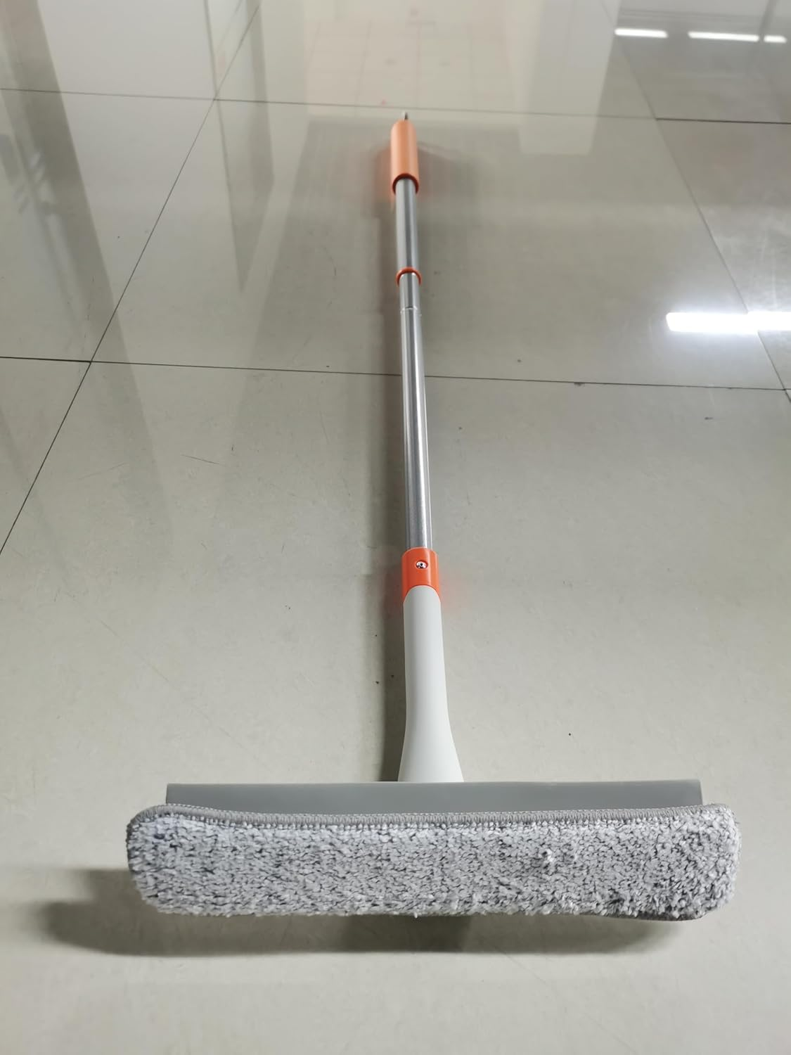 JEHONN Telescopic Window Squeegee Cleaning Equipment Kit 120 Cm 2 in 1 Extendable Window Cleaner Tool, Scraper and Scrubber Combo with 180 Degrees Rotation Head for Home Windows Glass Cars (Orange) image number 1