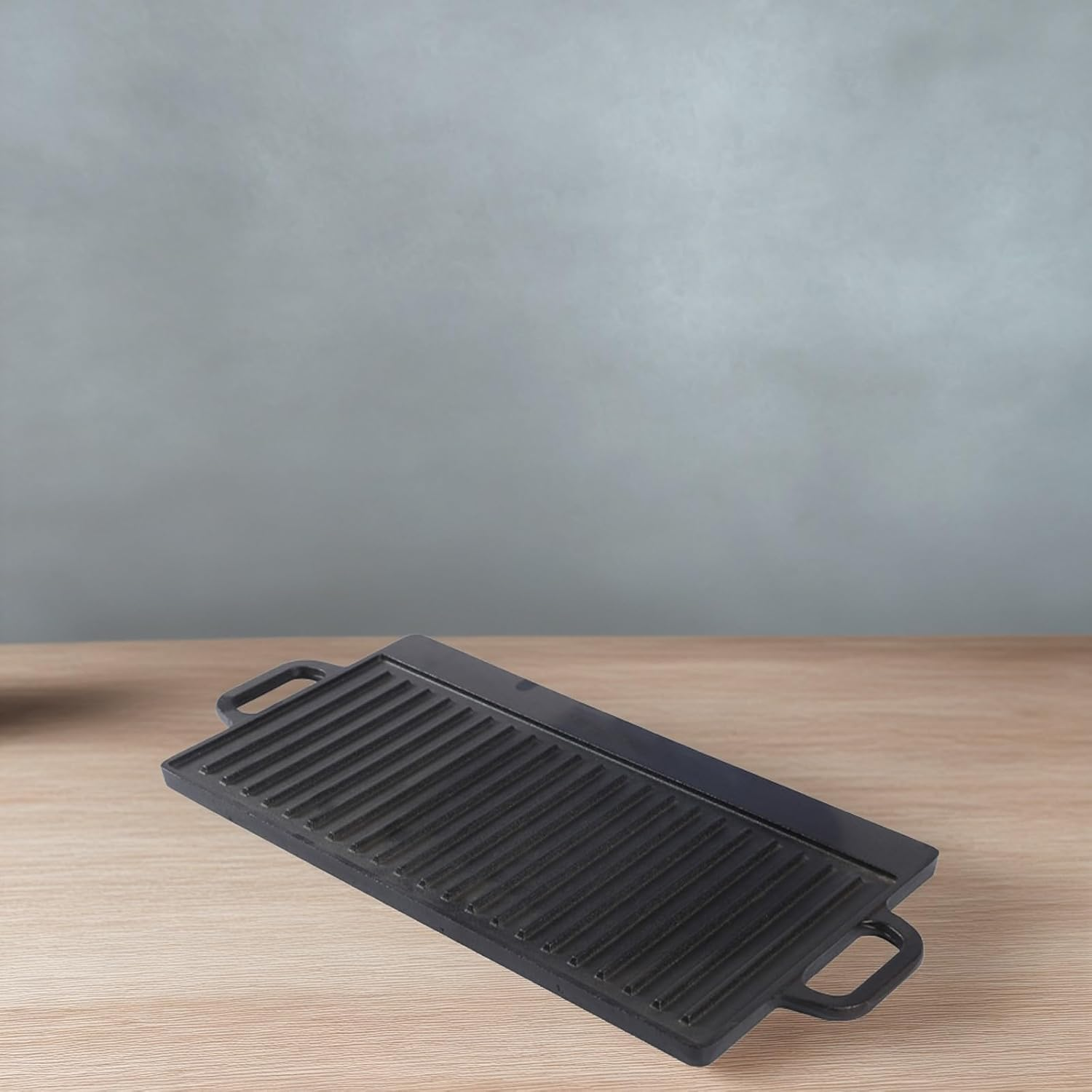 1X Cast Iron Griddle 50X23CM - Double-Sided Flat/Ridged Design, Griddle Pan for Stovetop, Camping & Fire Pit, Perfect for Grill BBQ, Steaks, Vegetables image number 1