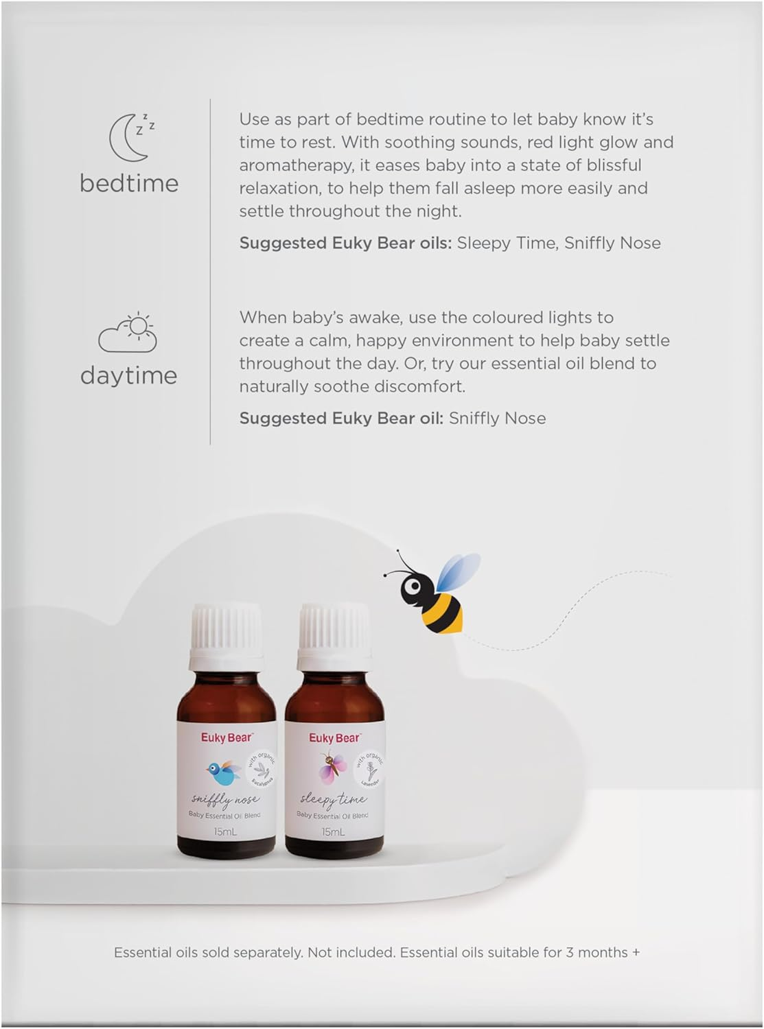 Euky Bear Sweet Dreams Sleep Aid, 8 Rotating Colours, Pink Noise + Soothing Sounds, Aromatherapy Humidifier, Red Light Sleep Therapy image number 4