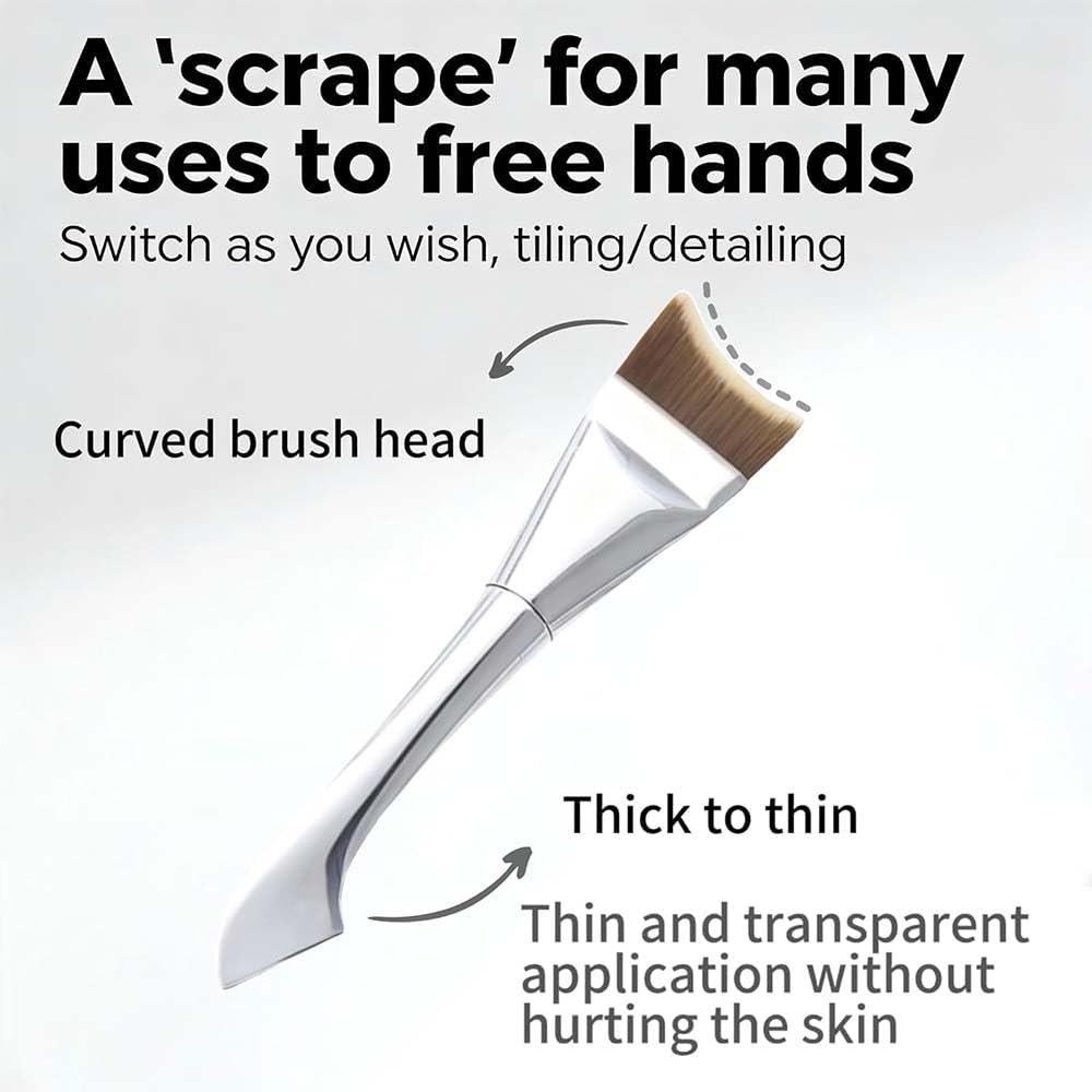 Flat Foundation Brush for Cream, Professional Makeup Brush for Blending Foundation, Concealer, Cheek and Nose, Wet or Dry Use Synthetic Fiber Face Brush, Flawless Seamless Makeup Tool image number 1