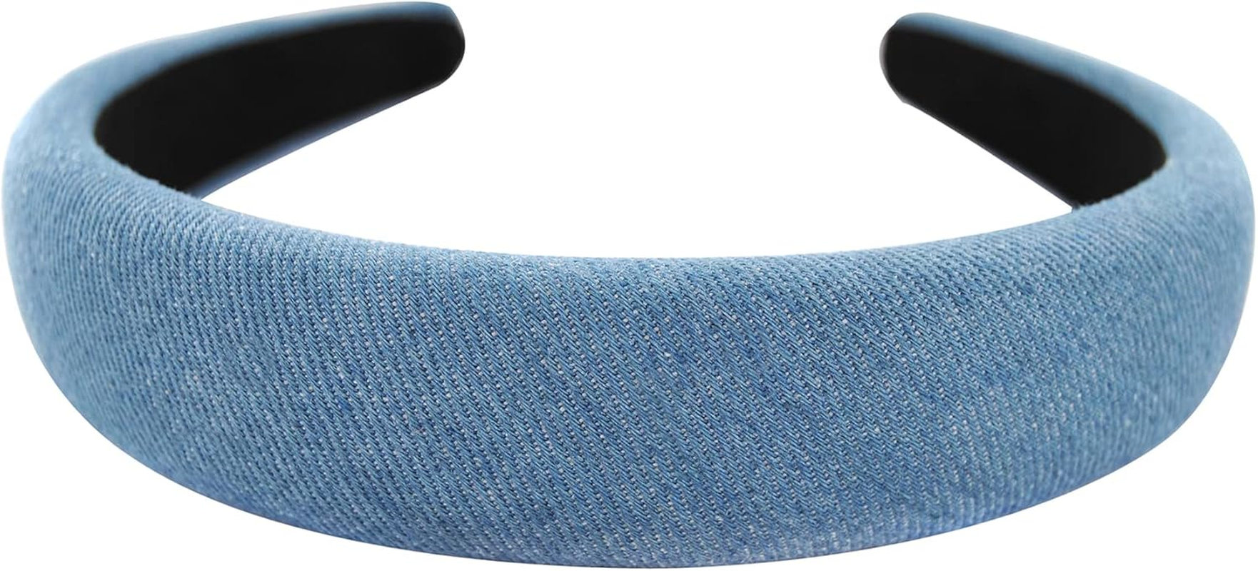 Axy HRK2J Wide Headband with Fabric Padded - Denim Fabric - Beautiful Headband Hair Accessories (Denim Fabric - Blue) image number 1