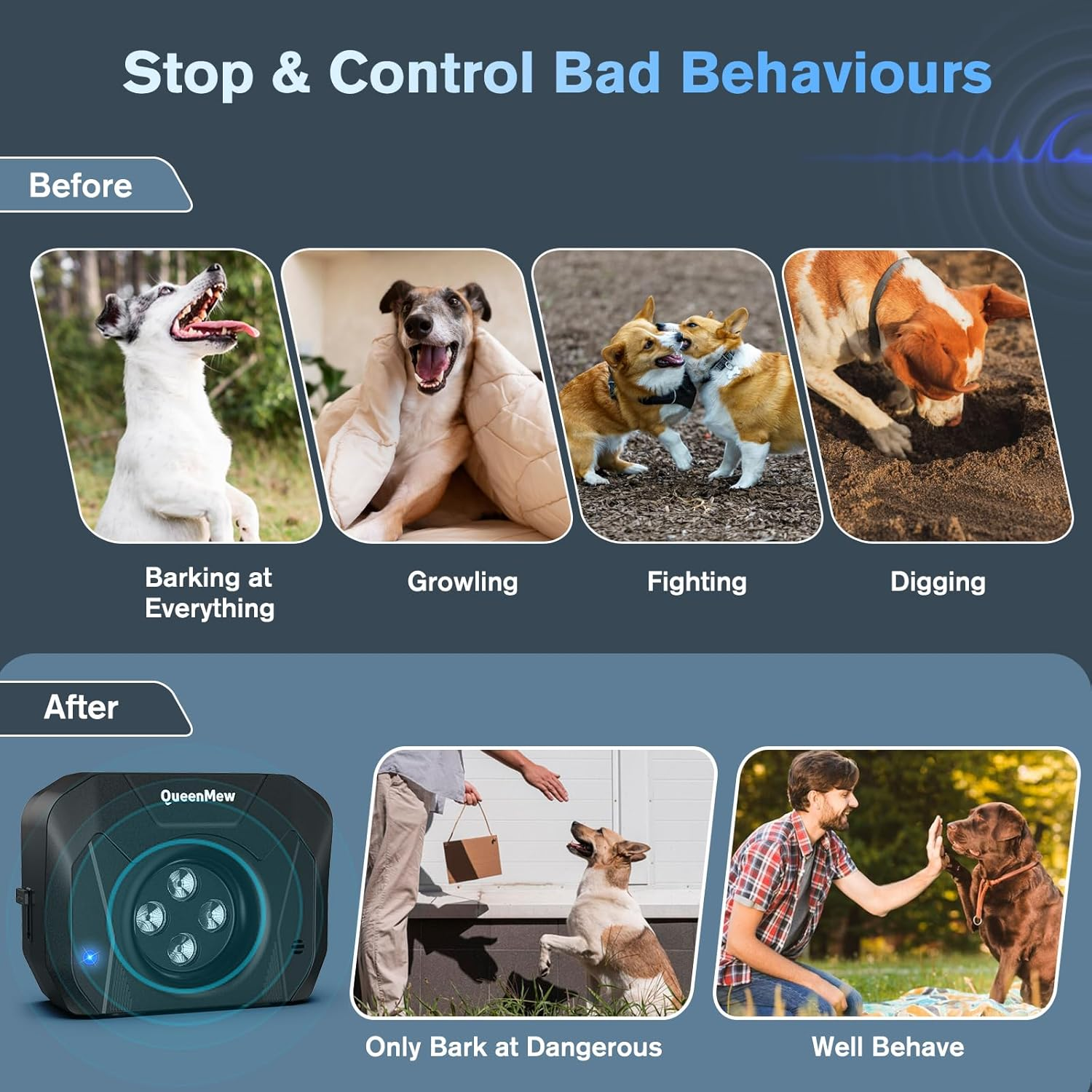 Bubbacare anti Bell Device Dogs, 4 Transmitters Anti-Bark Ultrasonic Device, 33 Feet Dog Barking Stop, 3 Modes, Aanti Bell Device Dogs for Large Small Dogs, Training Alarm Outdoor and Indoor image number 4