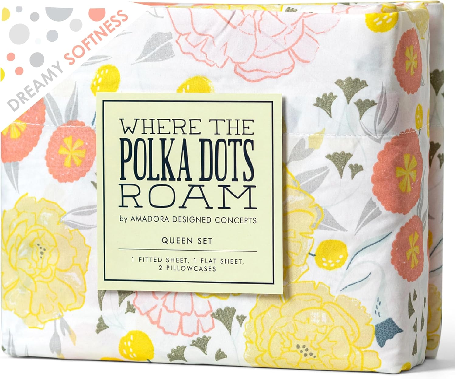 Where the Polka Dots Roam Nautical Ocean Full Bedding Set - 4 Piece Super Soft Kids Bed Set with Fitted Sheet, Flat Sheet, and Pillowcases - Underwater Sea Creatures Design for Boys Girls Room D&eacute;cor