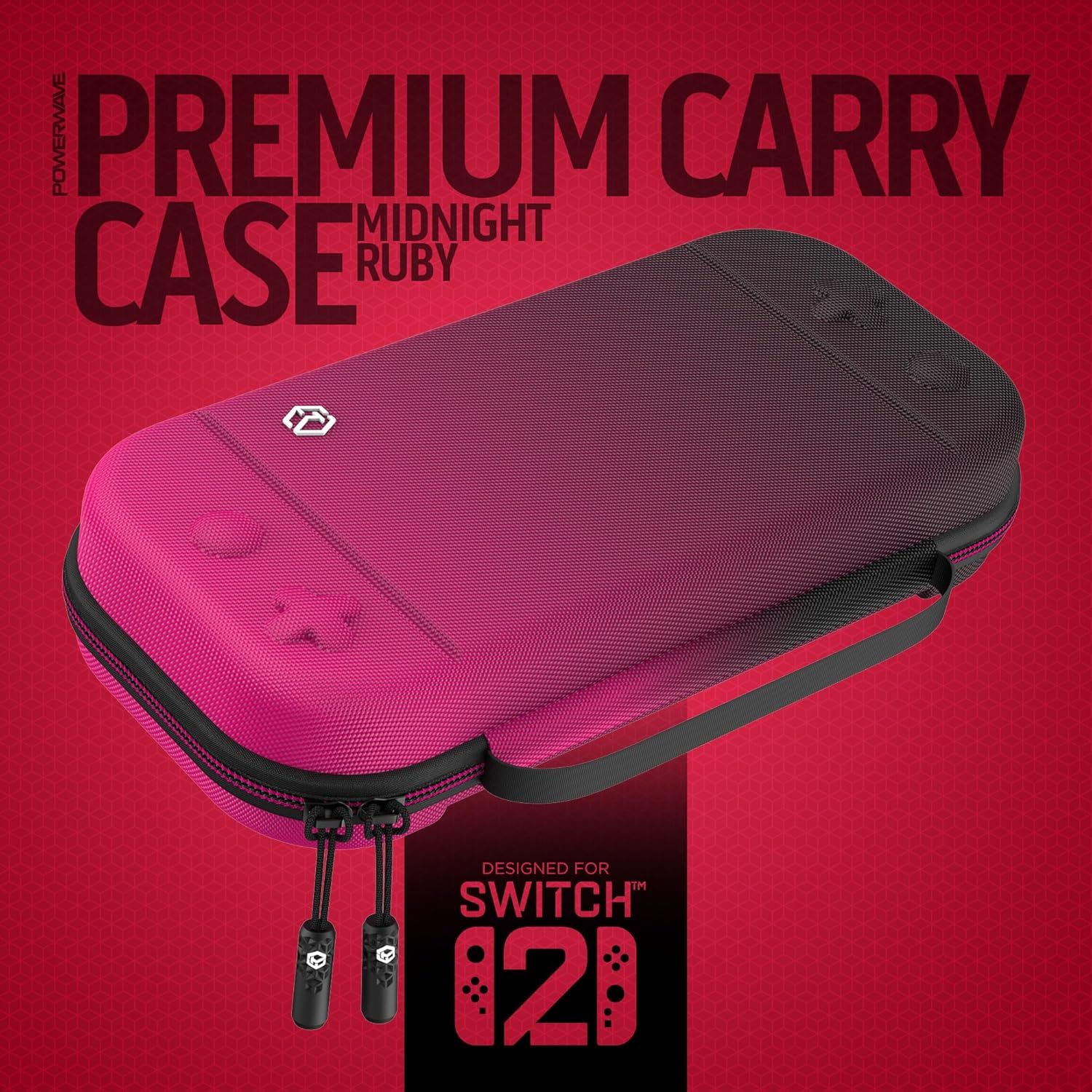 Powerwave Premium Carry Case Midnight Ruby for Nintendo Switch 2, Durable Protective Hard Shell, 30 Game Cartridge Slots, Mesh Pocket, Portable Travel Storage Case image number 2