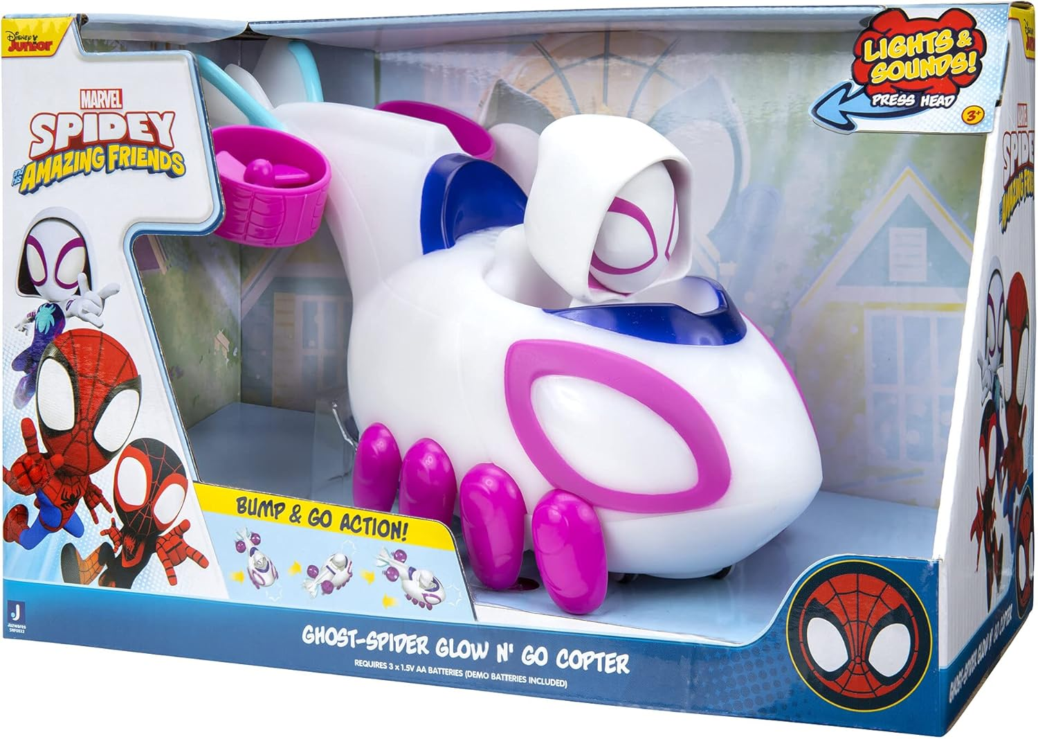 Spidey and His Amazing Friends Ghost Spider Glow N Go Copter Toy image number 5