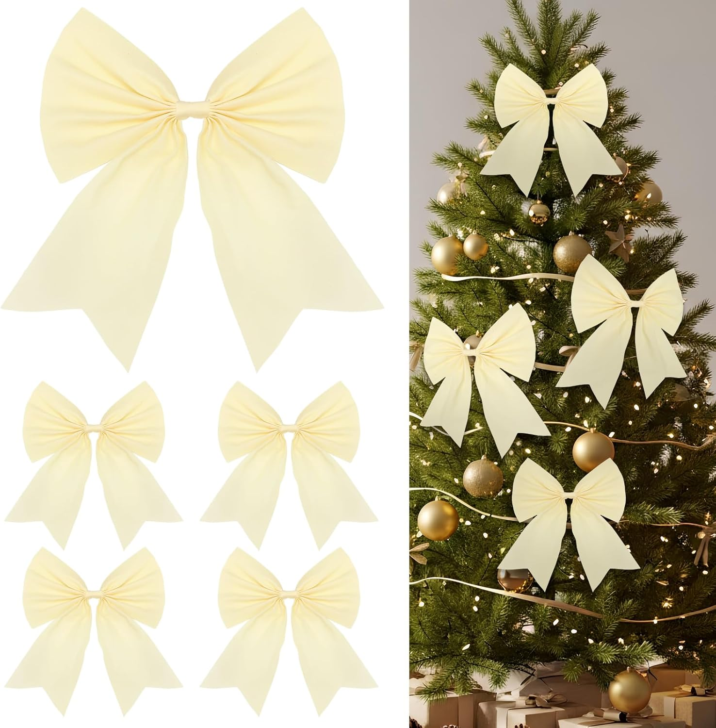 Giegxin 4 Pcs Large Christmas Wreaths Bows 9 X 10.6 Inch Christmas Tree Velvet Ornaments Bows Xmas Tree Topper for Xmas Holiday Home Outdoor Party Decoration(Blue)