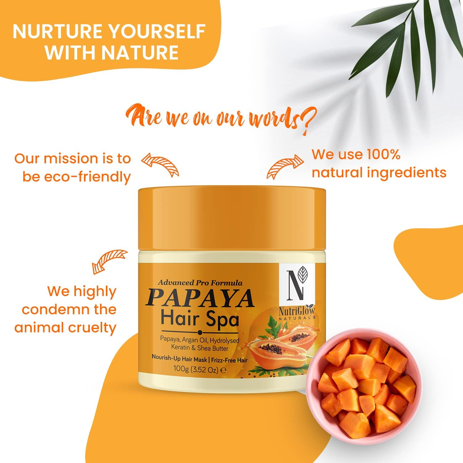 Nutriglow Natural'S Papaya Hair Shampoo (150Gm) & Papaya Hair Spa (100Gm) for Deep Conditioning image number 1