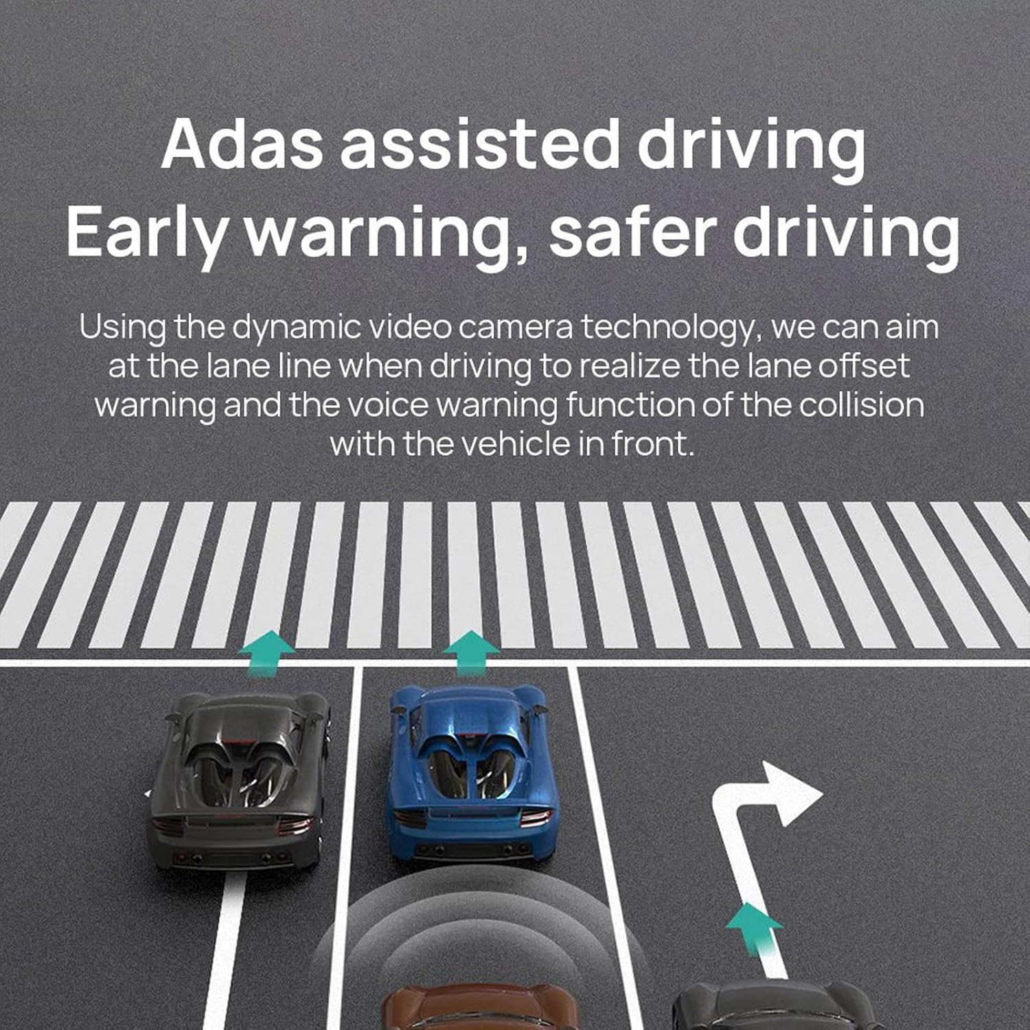 Car Front Rear Dash Cam, 720P Camera for Cars, USB Connection, ADAS Drive Assistant, Motion Detection, 170 Wide Angle, Aluminium Alloy GPS Smart Dash Cam image number 3